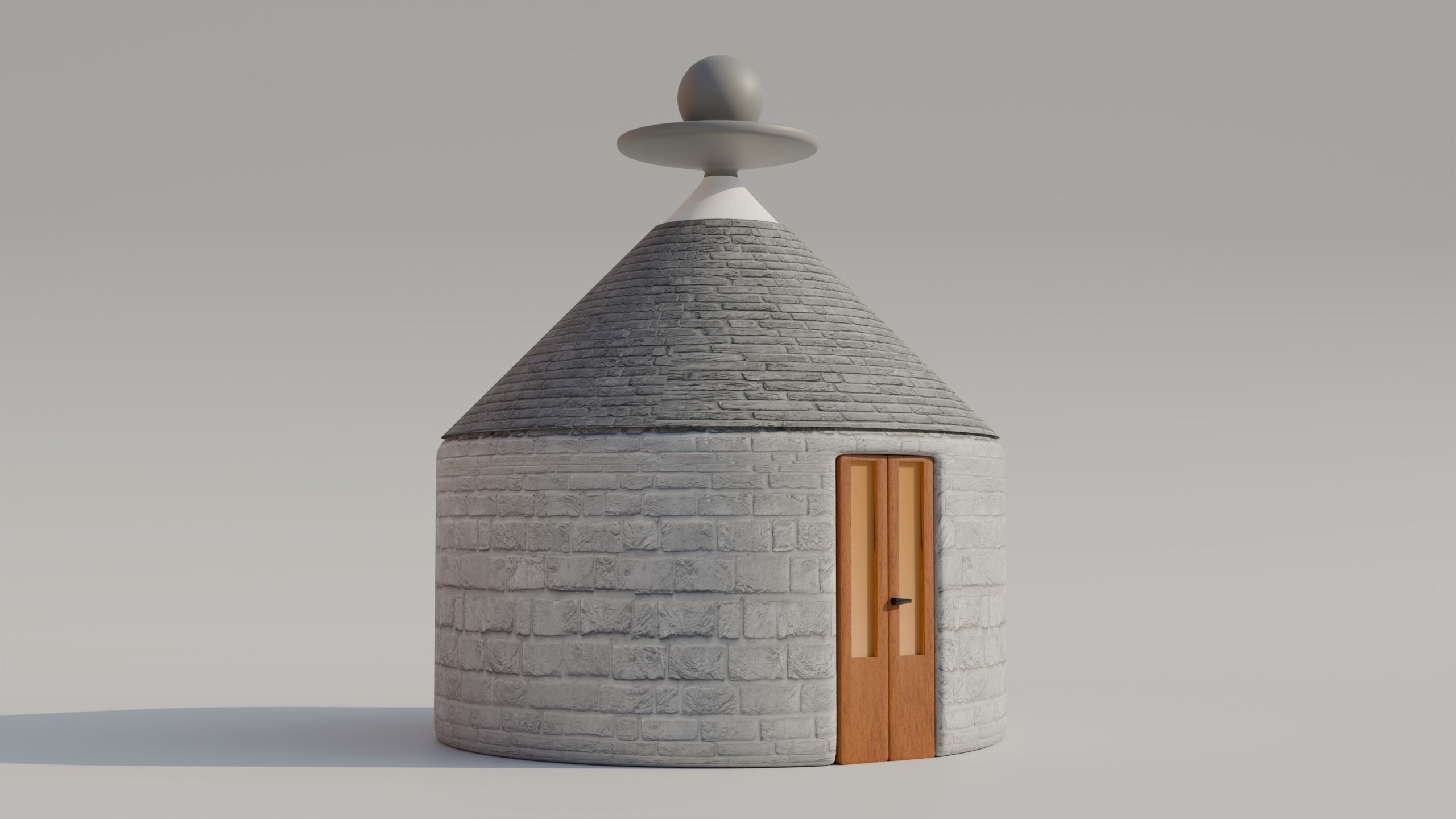 Ancient house Low-poly 3D model_3