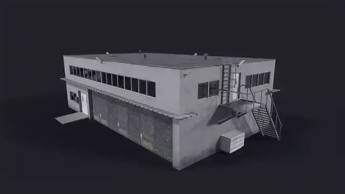 Warehouse building Low-poly 3D model
