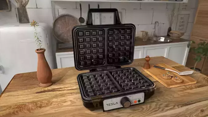 Waffle Maker PBR Game-Ready Low-poly 3D model