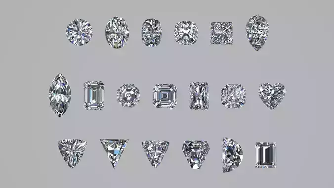 19 Gemstones with different Shapes all size equal to 1CT