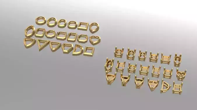 19 Gemstones Bezel and Head with different Shapes 