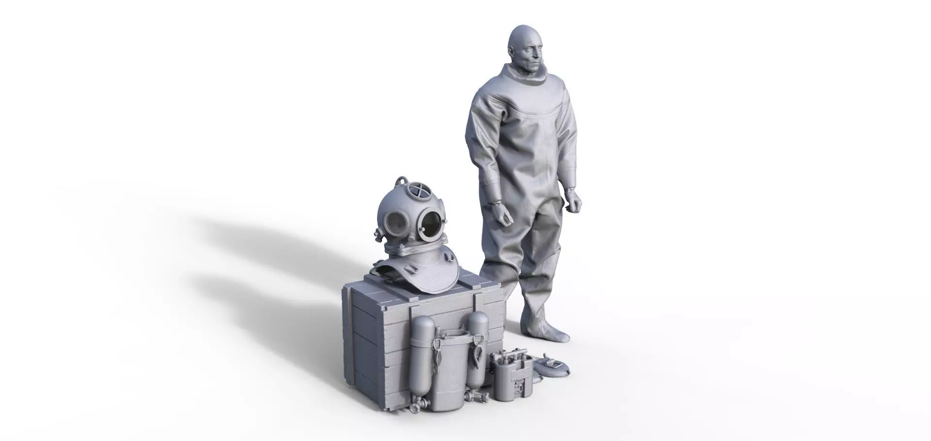 historical helmet diver Helmtaucher Taucher Schiffsmodell 3D print model_0