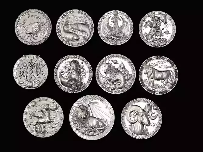 Zodiac Horoscope Coin Pendants Collection