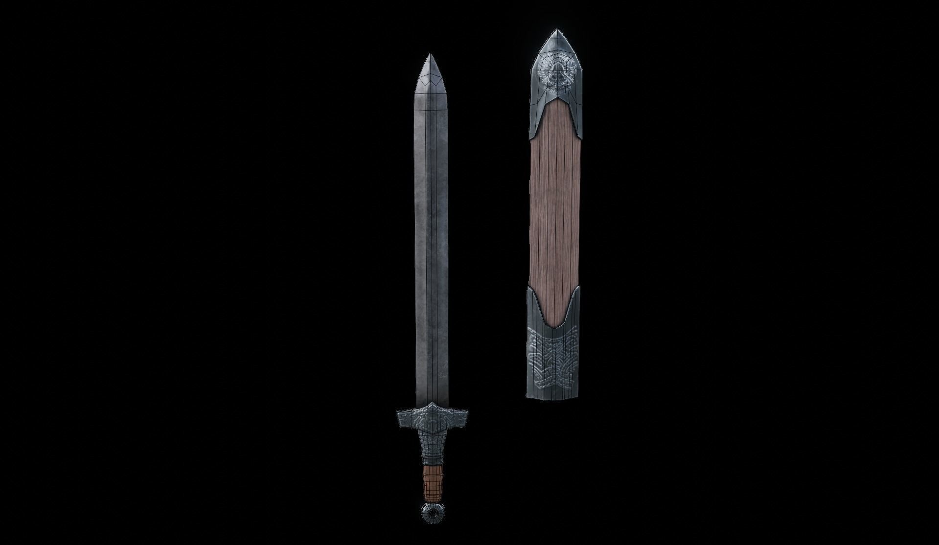 swords viking pack low poly game ready Low-poly 3D model_19