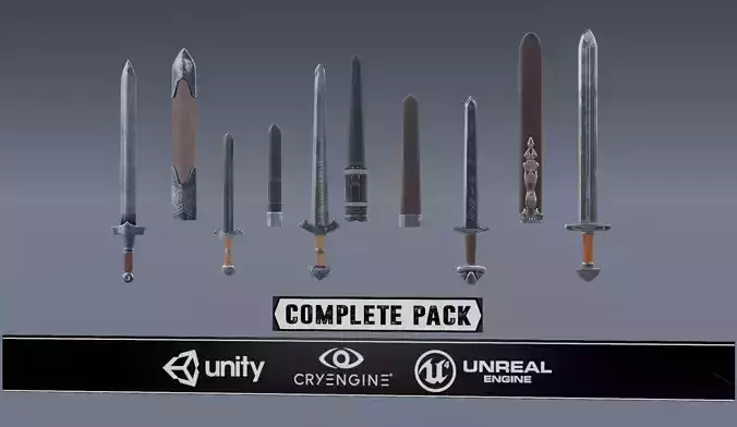 swords viking pack low poly game ready