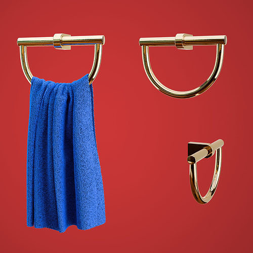 Towel Holder Decor Walther Century Gold with towel Free 3D model