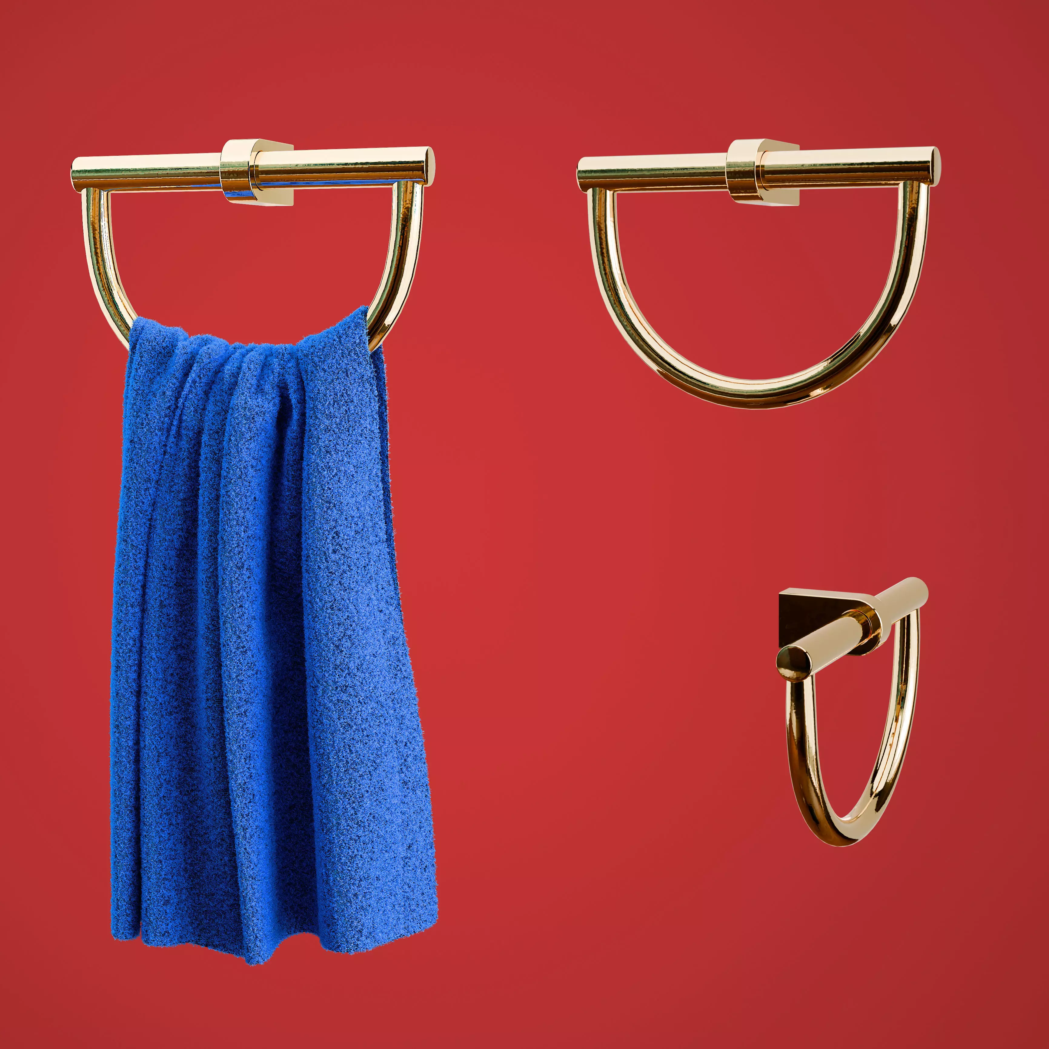Towel Holder Decor Walther Century Gold with towel Free 3D model