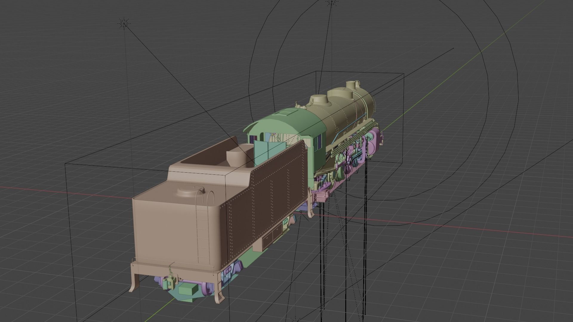 Steam Train Vintage  3D model_9