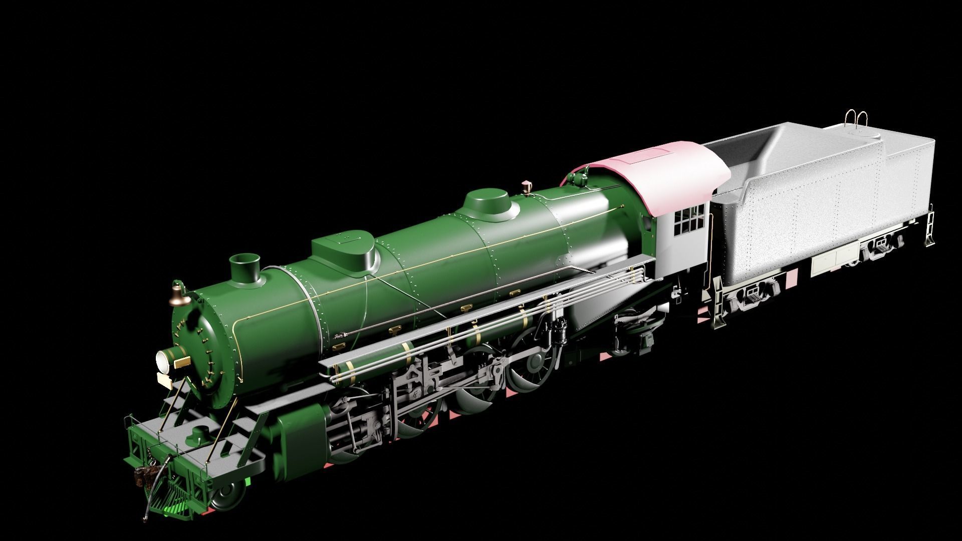 Steam Train Vintage  3D model_2
