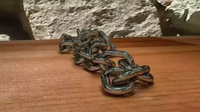 Realistic chain on wooden table