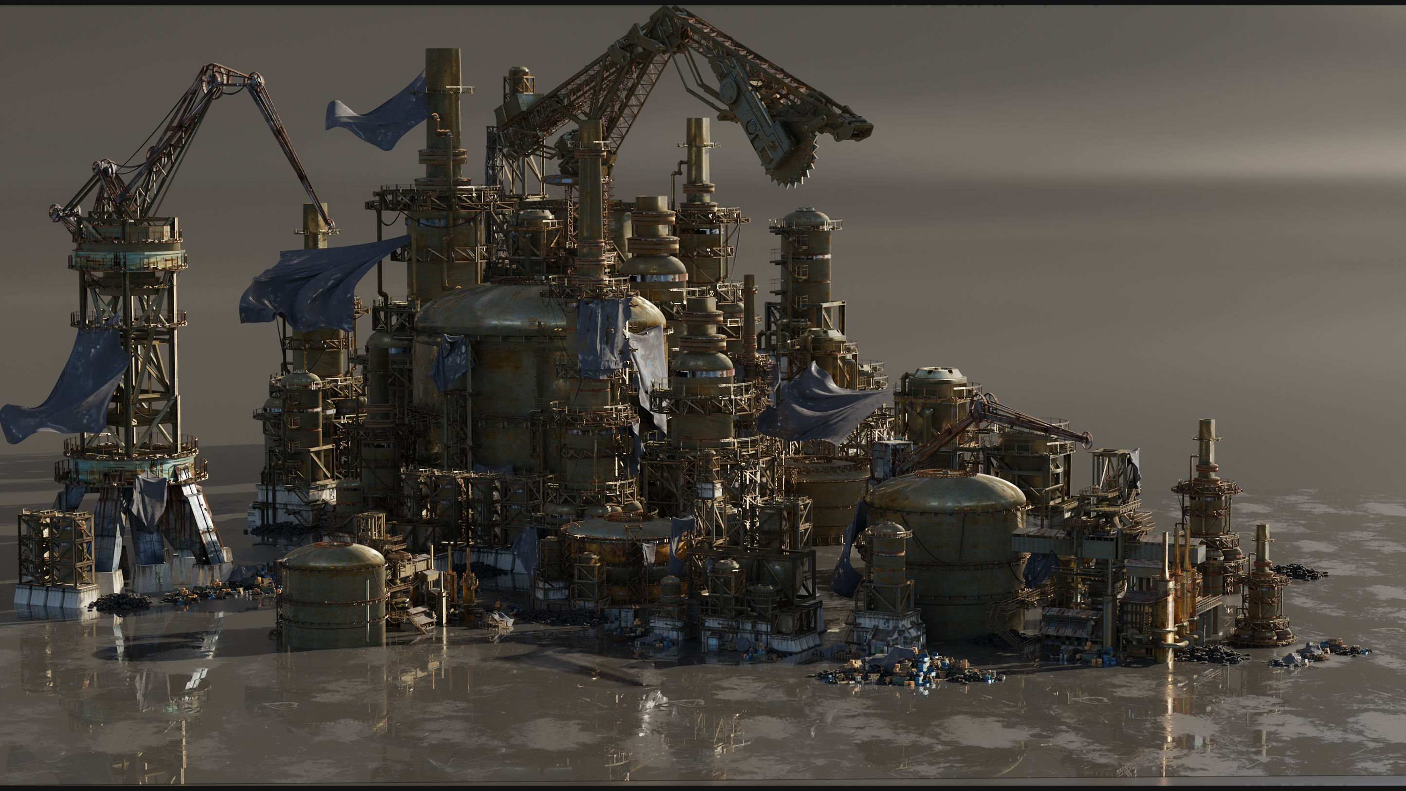 Industrial dystopian city - Kitbash Set - Kitbash Asset Pack Low-poly 3D model_8