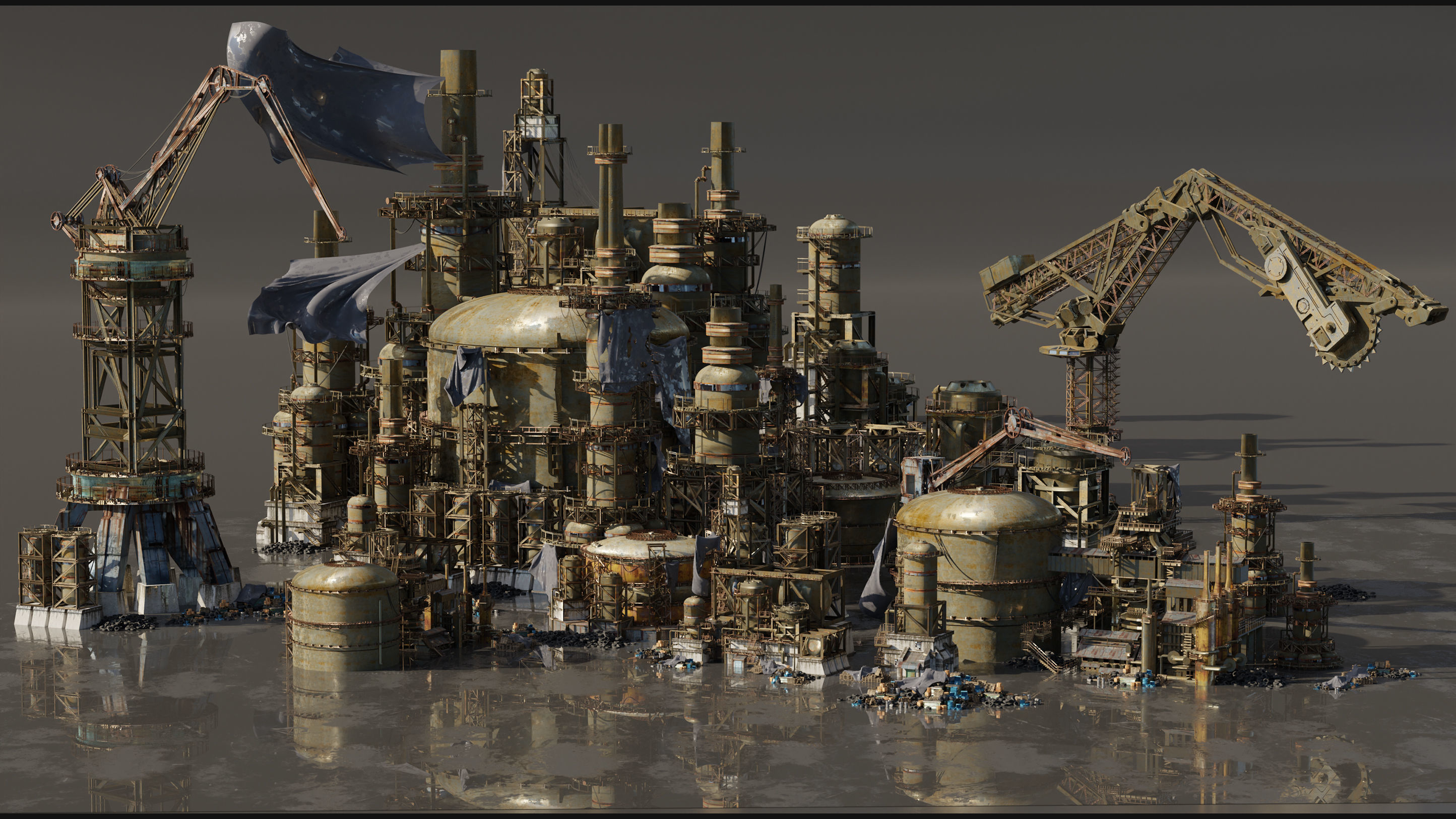 Industrial dystopian city - Kitbash Set - Kitbash Asset Pack Low-poly 3D model_5