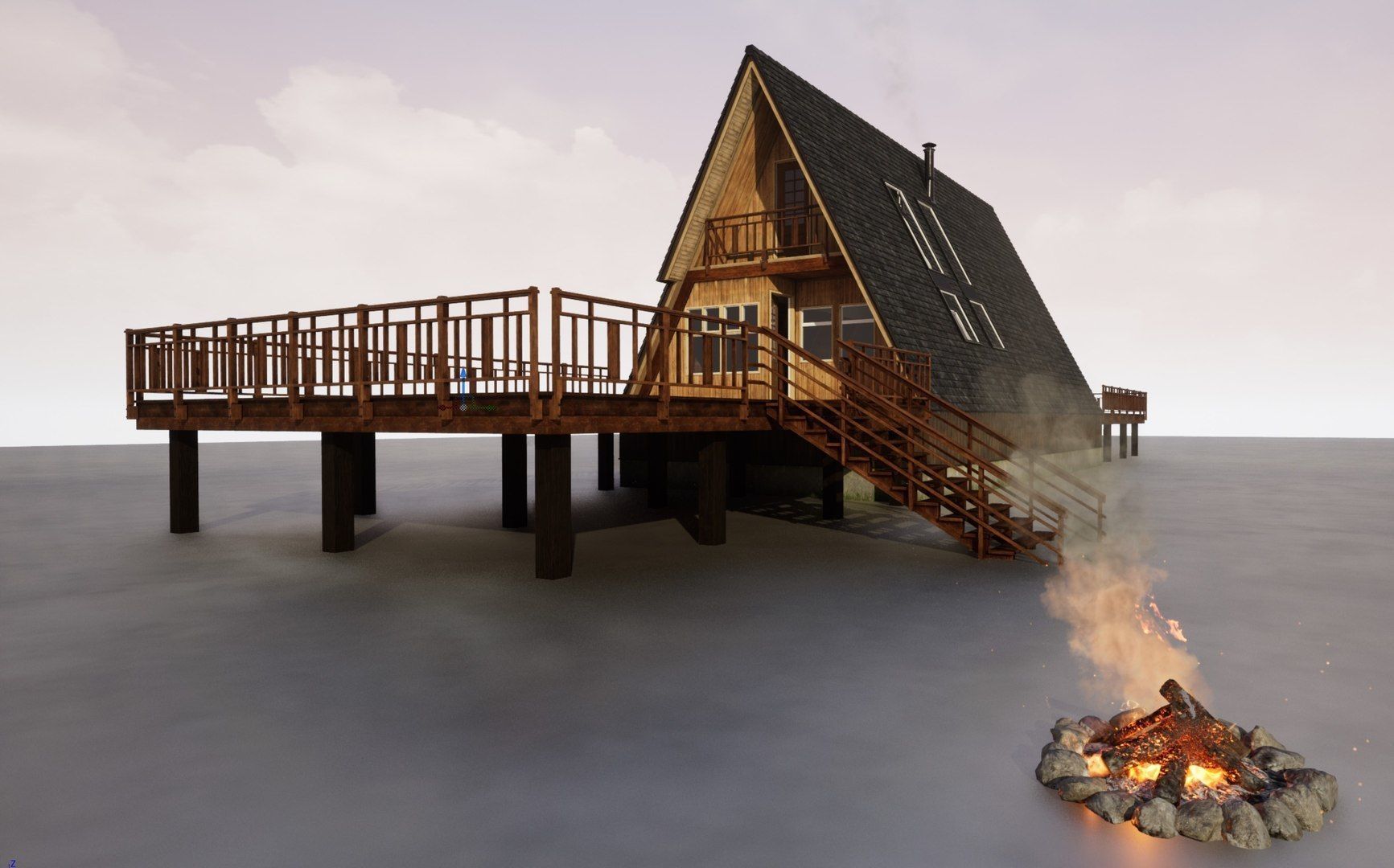 Modern Rustic Cabin Pack - Game Ready Low-poly 3D model_3