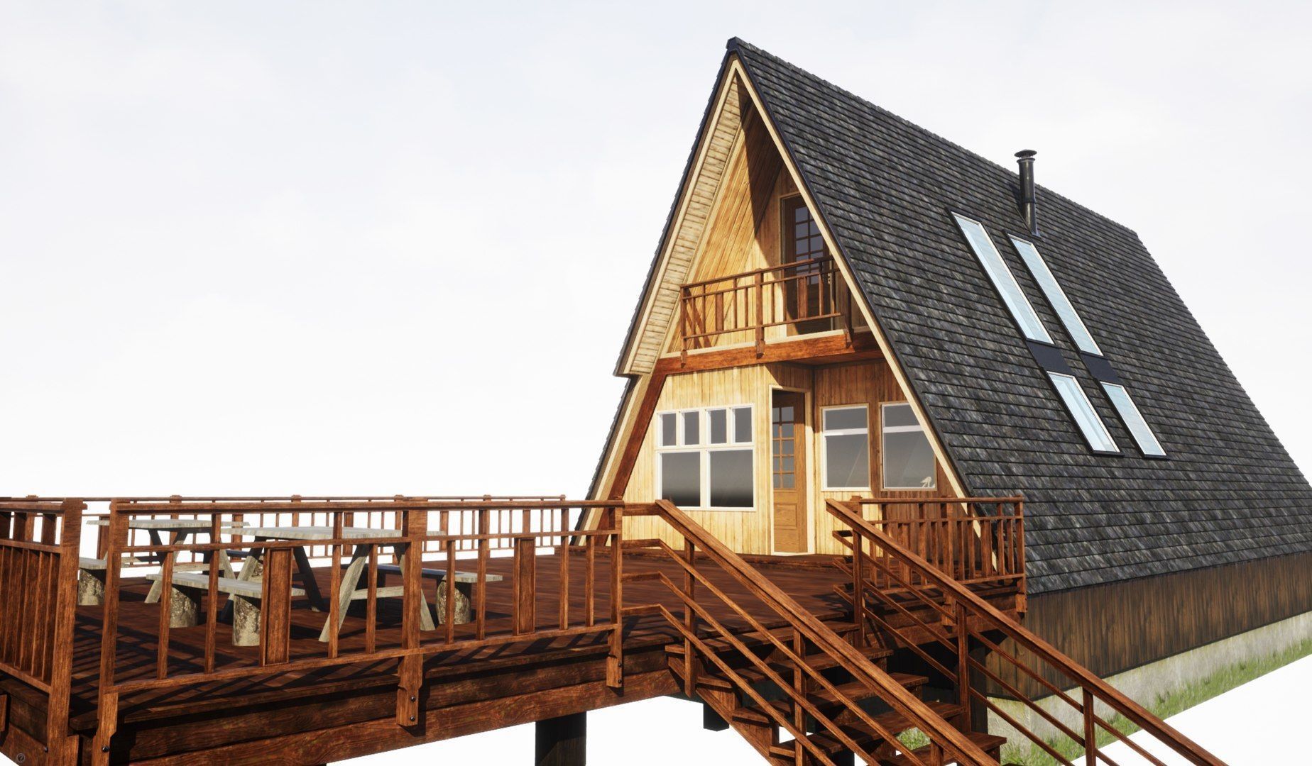 Modern Rustic Cabin Pack - Game Ready Low-poly 3D model_7