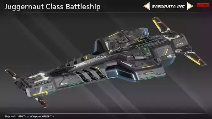 Spaceship Juggernaut Class Battleship Low-poly 3D model