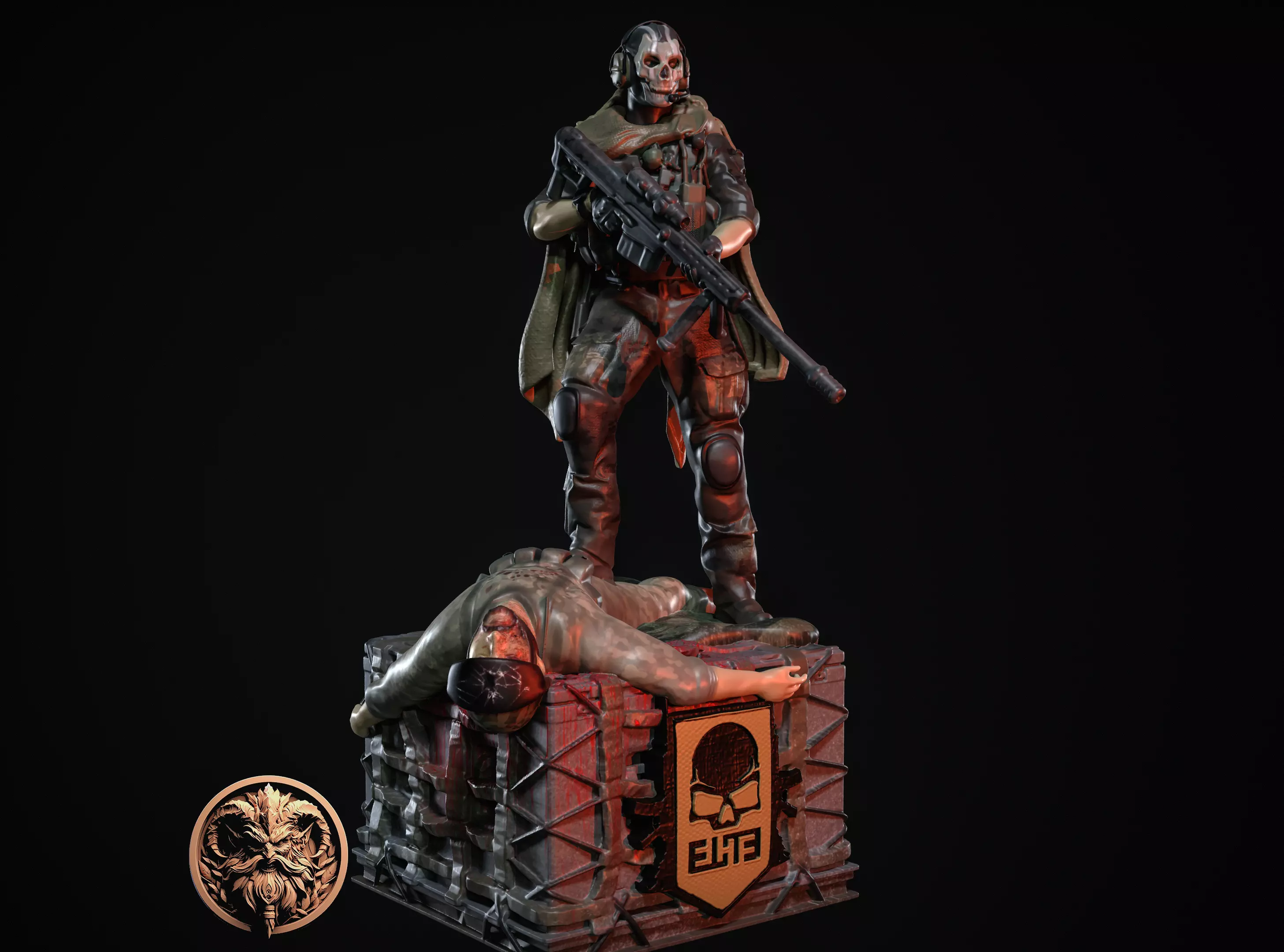 GHOSTS TRIUMPH CALL OF DUTY with cuts 3D print model_0