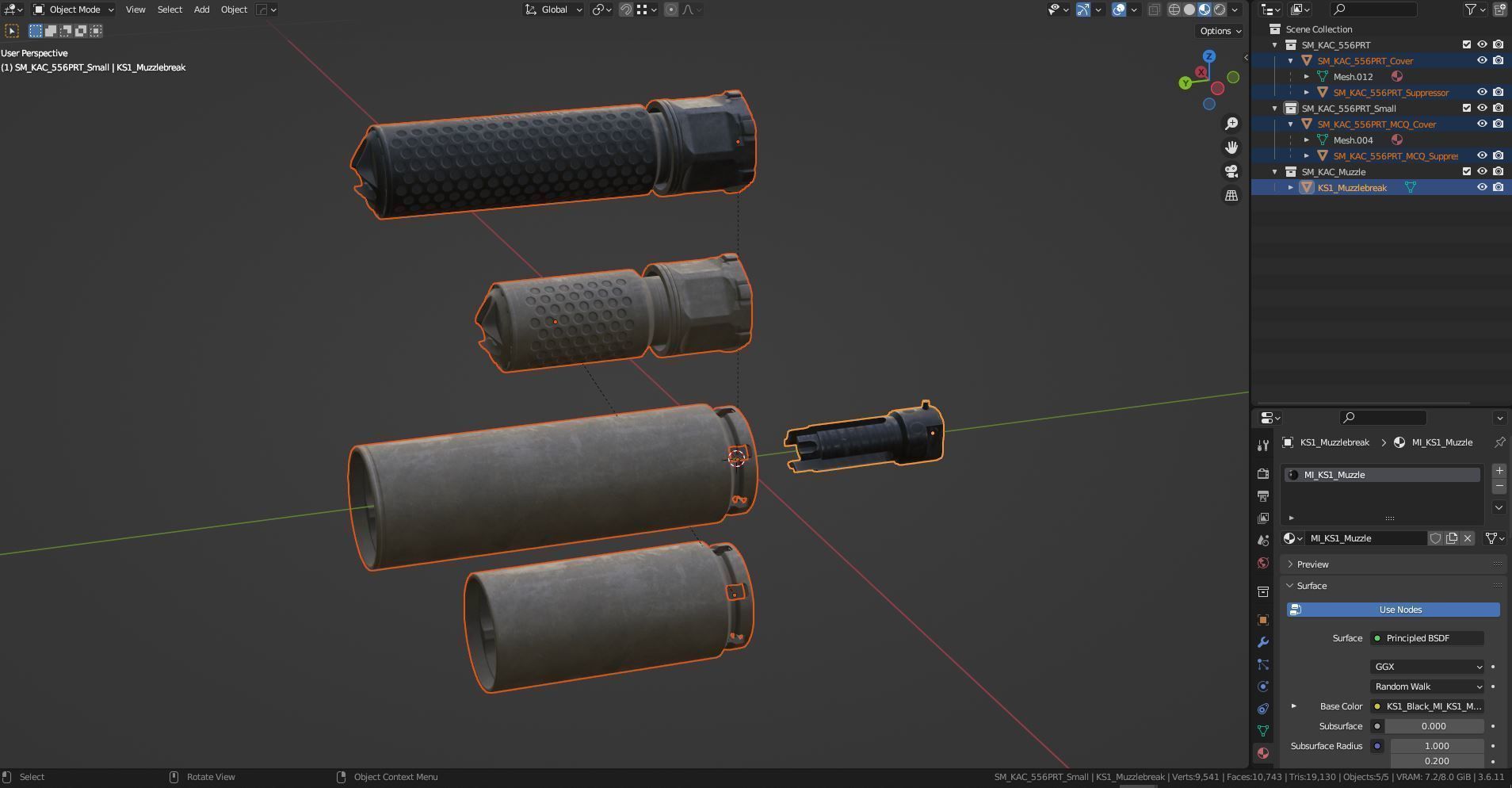KAC 556 PRT SUPPRESSOR  Low-poly 3D model_18