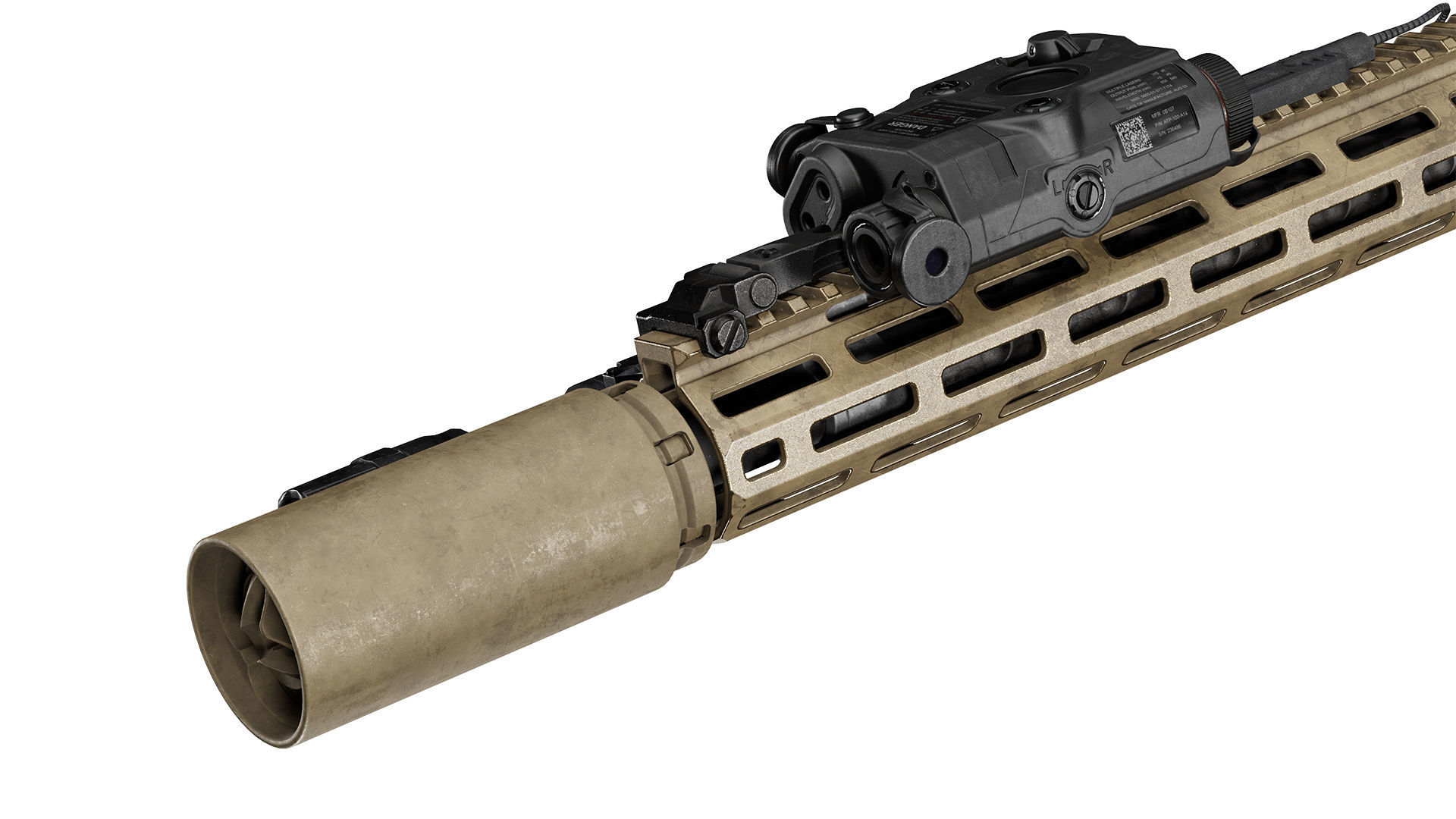 KAC 556 PRT SUPPRESSOR  Low-poly 3D model_11