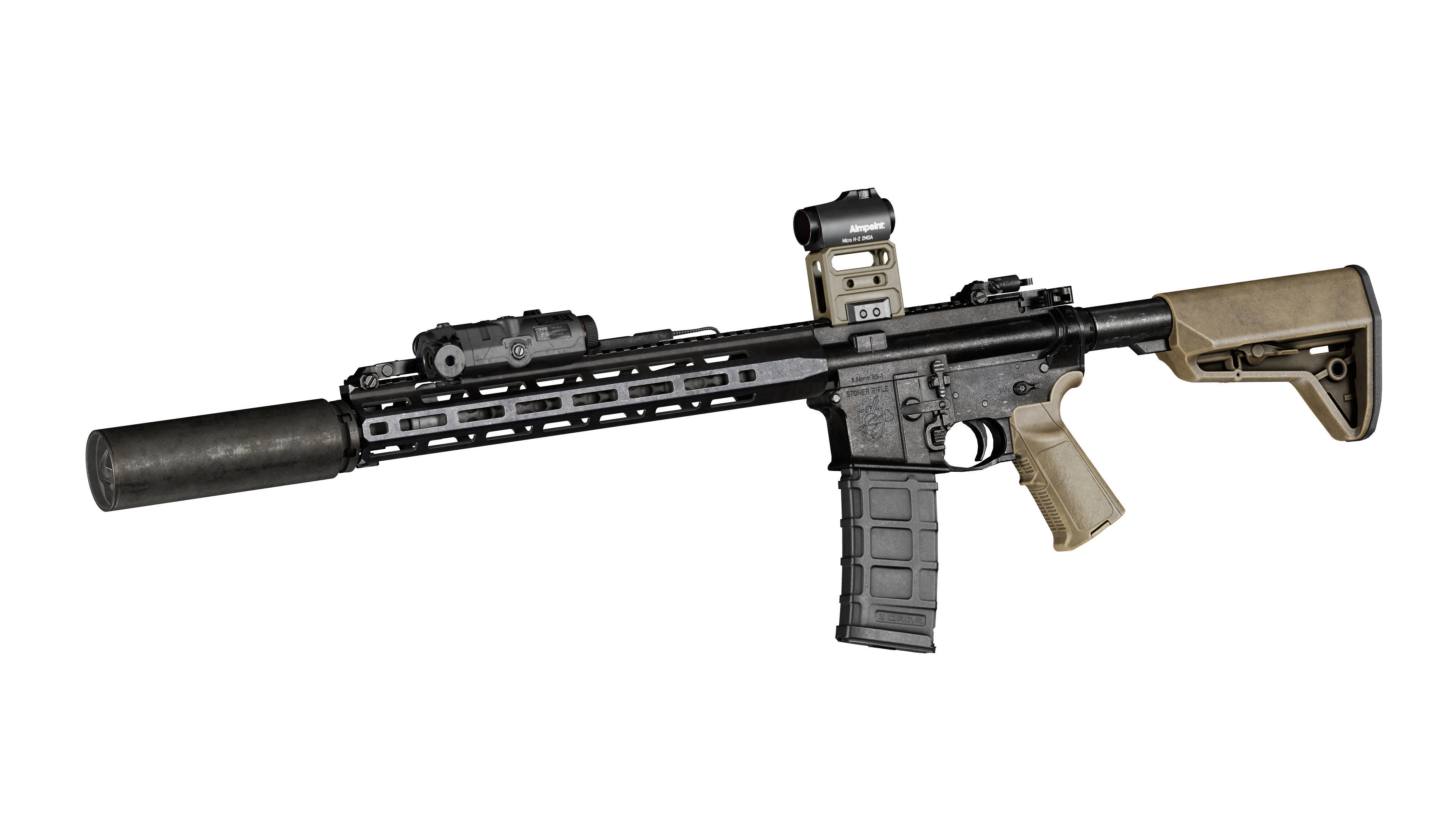 KAC 556 PRT SUPPRESSOR  Low-poly 3D model_8