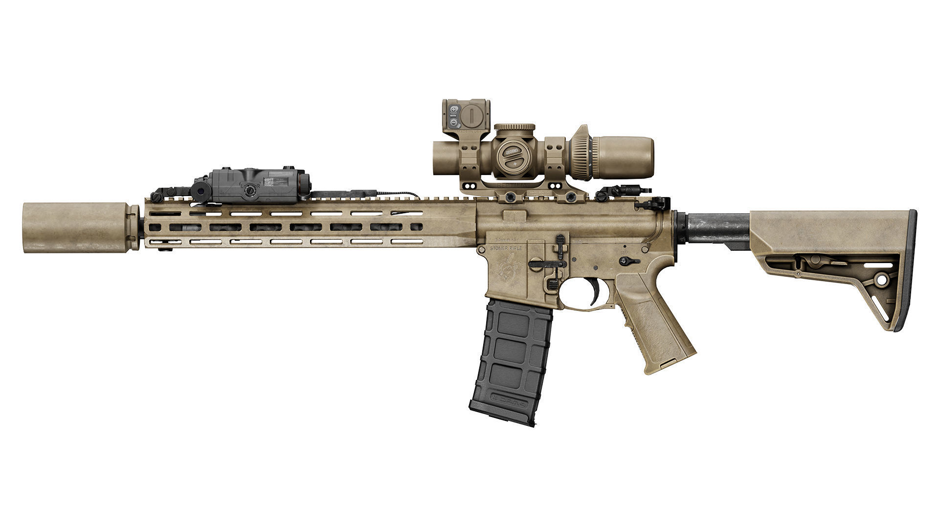 KAC 556 PRT SUPPRESSOR  Low-poly 3D model_5