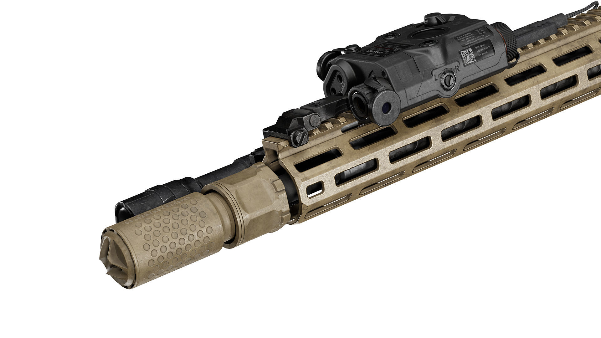 KAC 556 PRT SUPPRESSOR  Low-poly 3D model_12