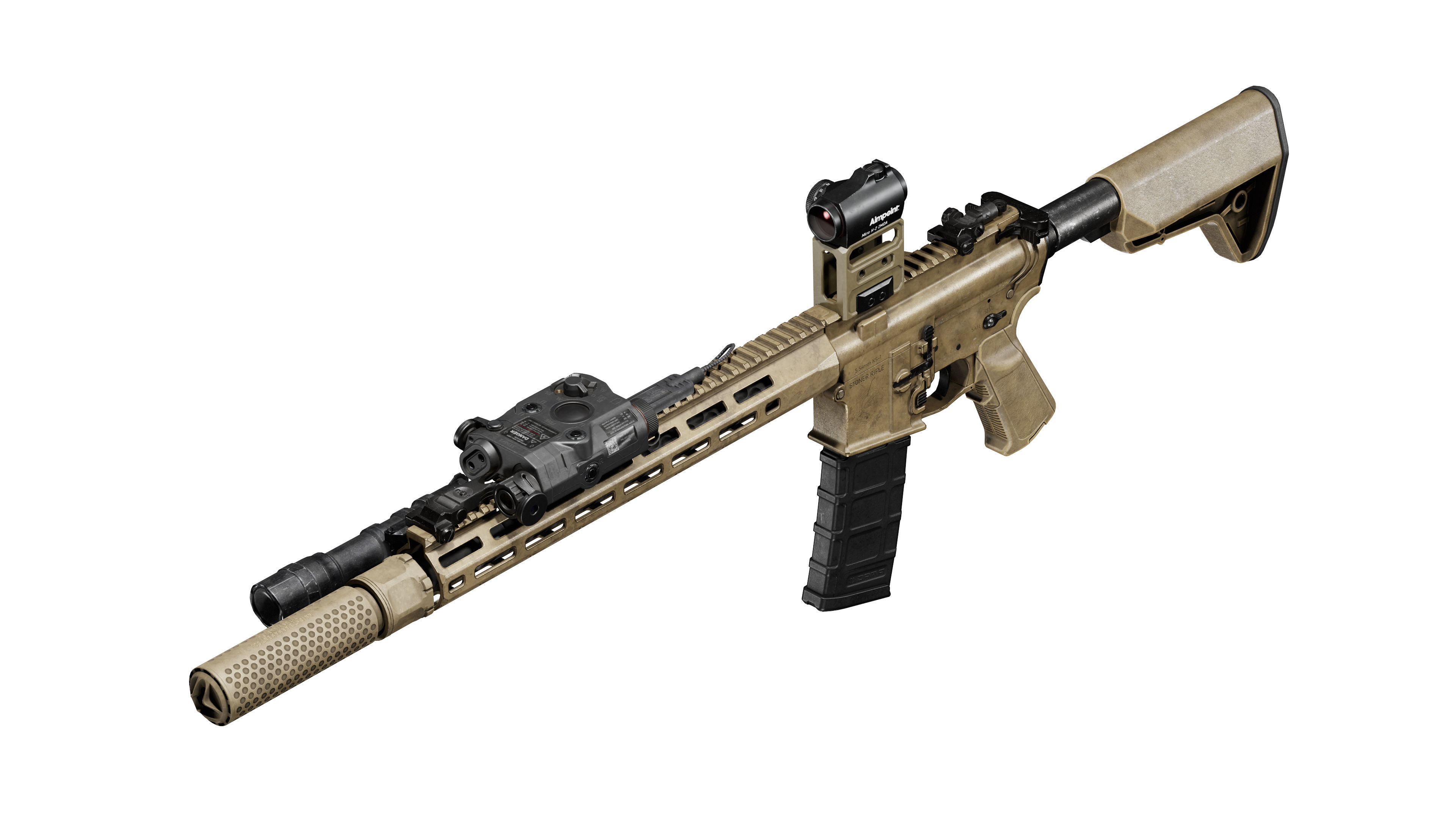 KAC 556 PRT SUPPRESSOR  Low-poly 3D model_13