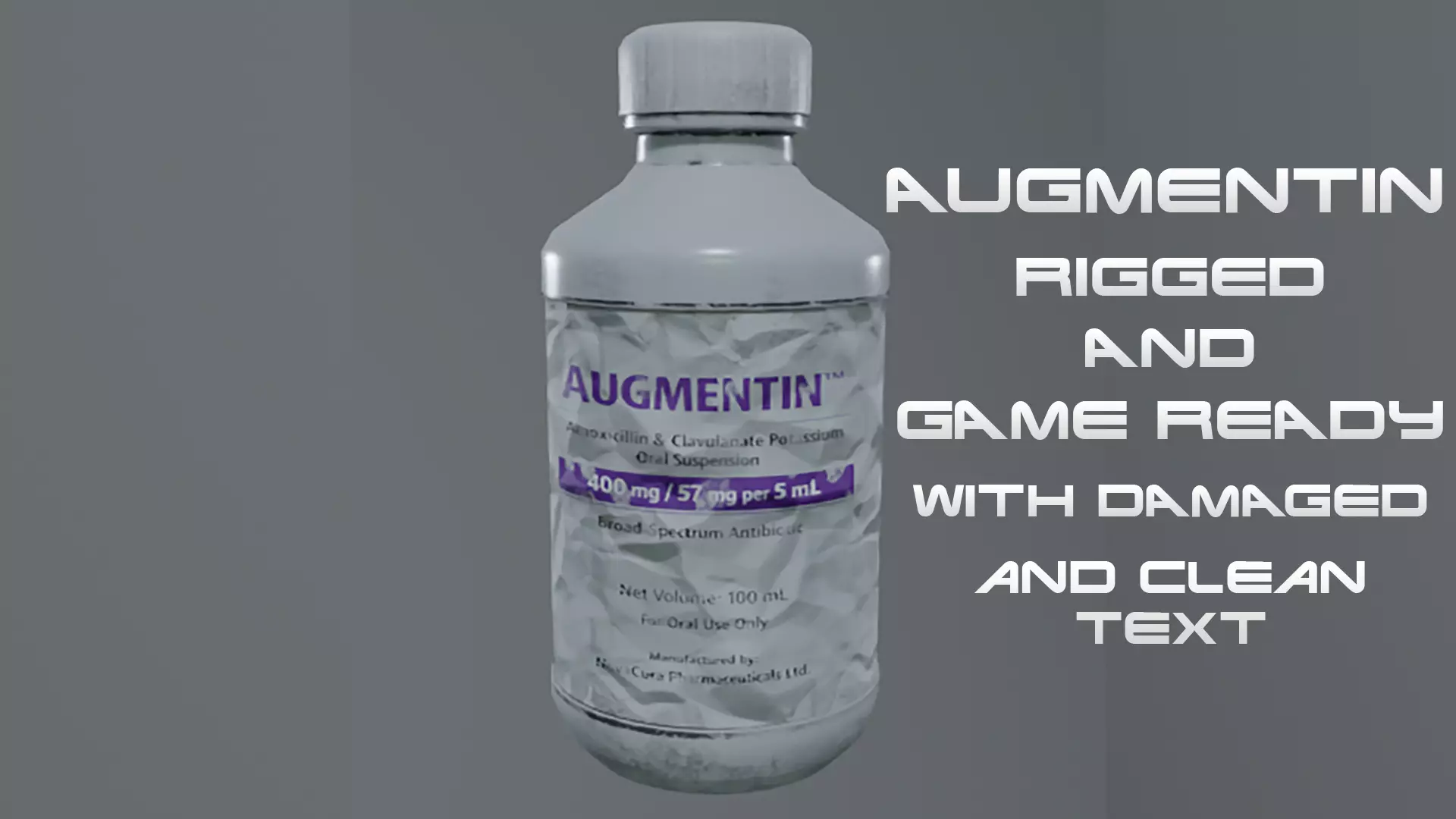 Game-Ready Augmentin with Damaged and Clean Label Variants Low-poly 3D model