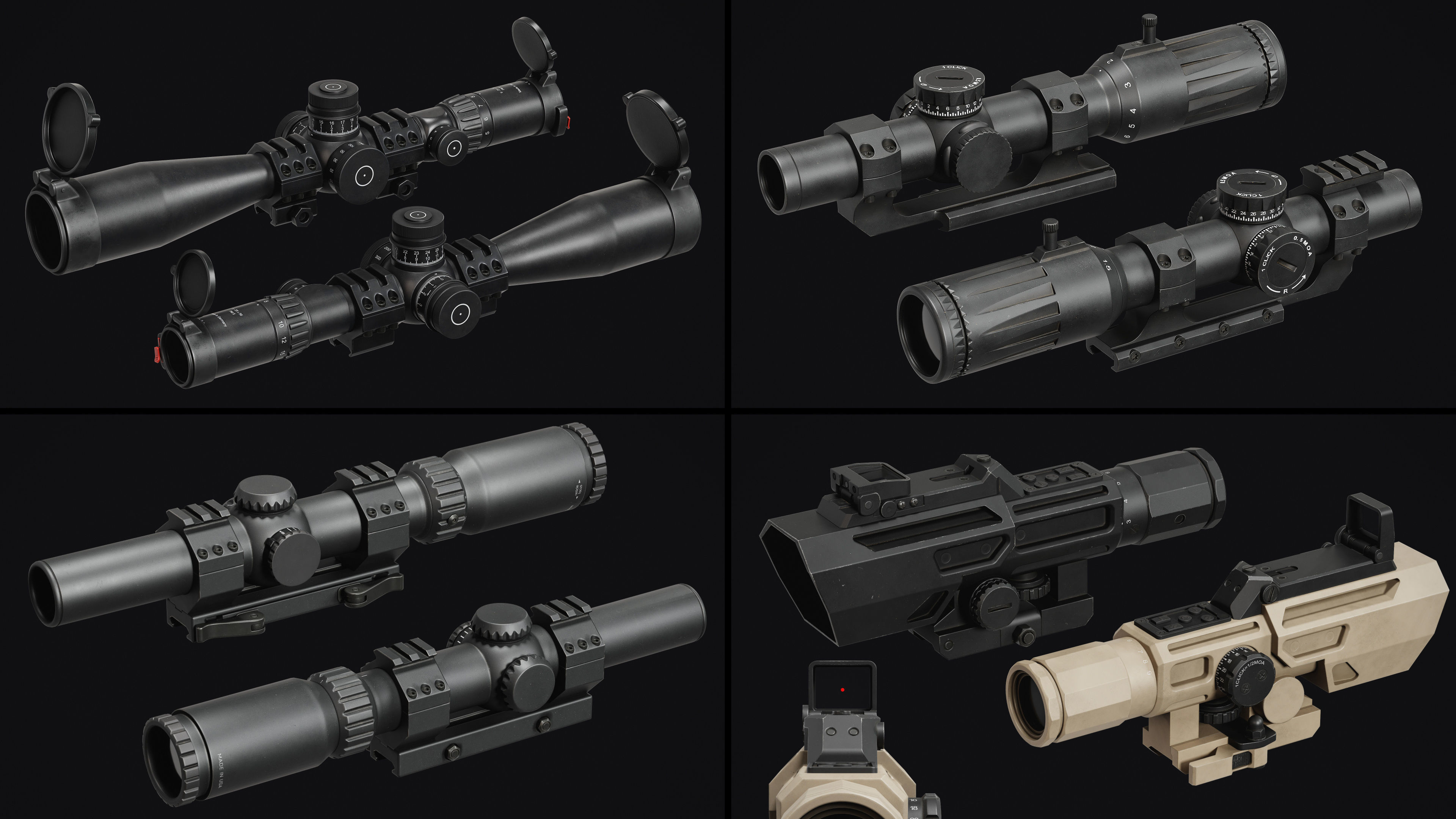 Weapon Sights Pack Low-poly 3D model_3