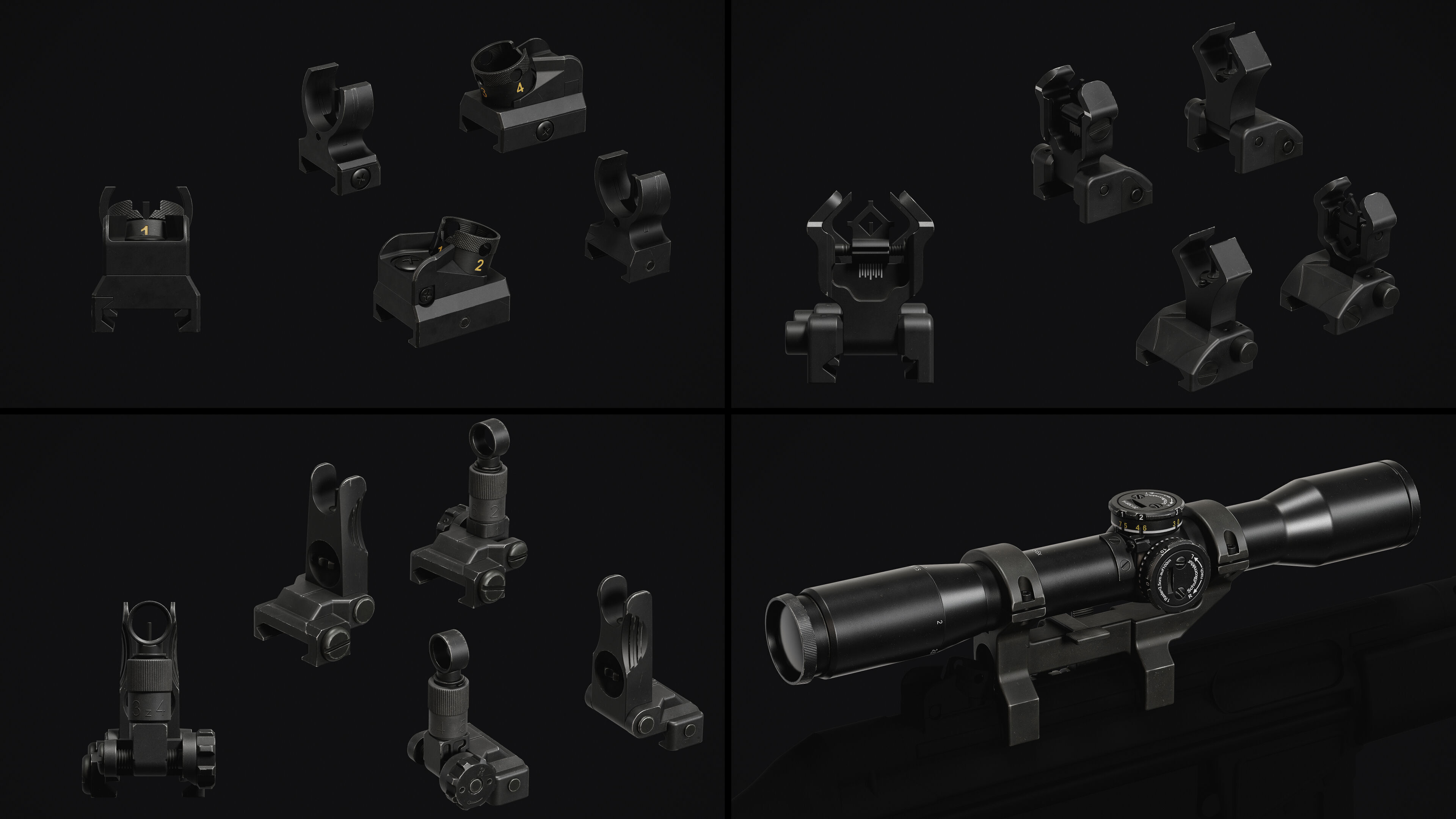 Weapon Sights Pack Low-poly 3D model_8