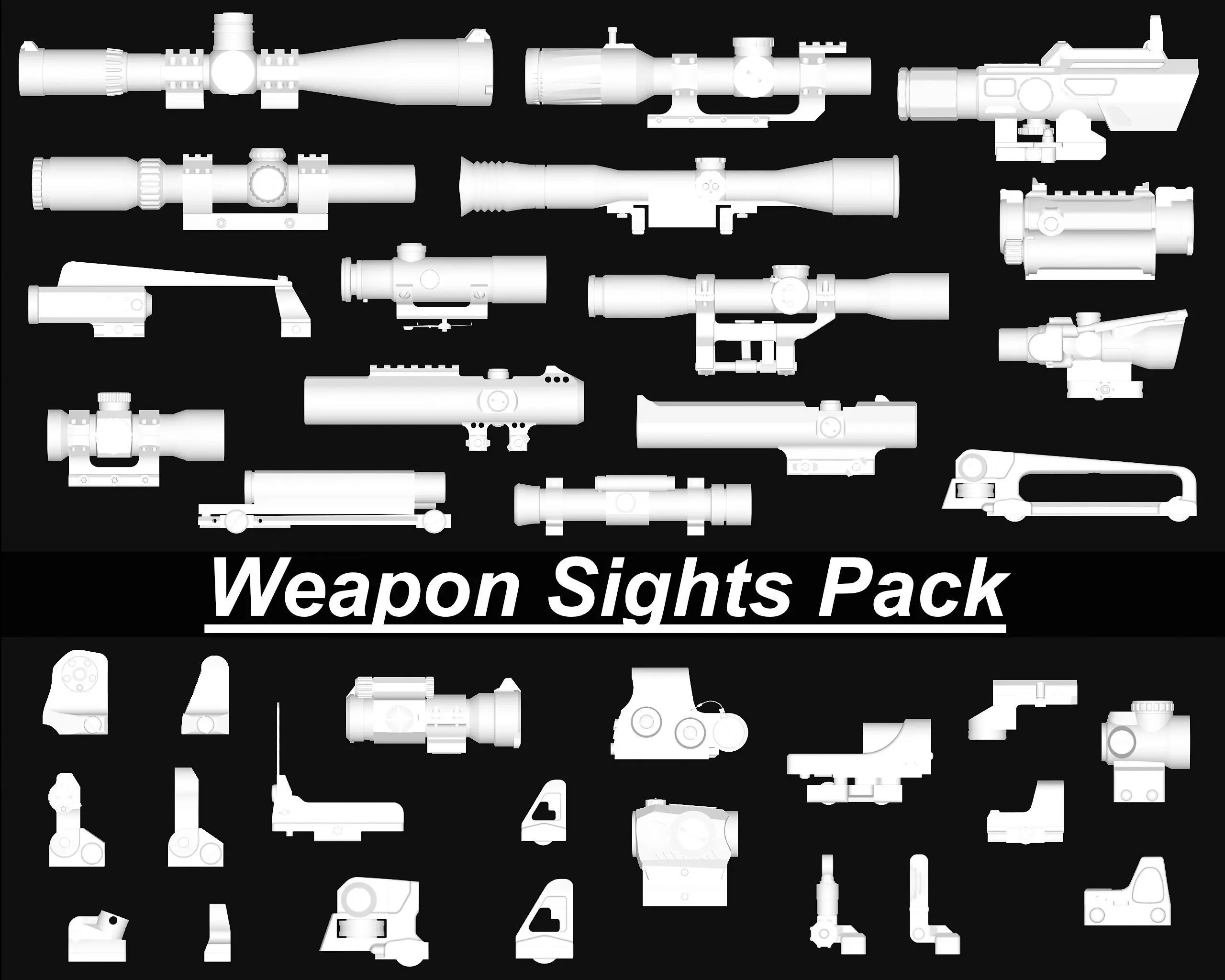 Weapon Sights Pack Low-poly 3D model_0