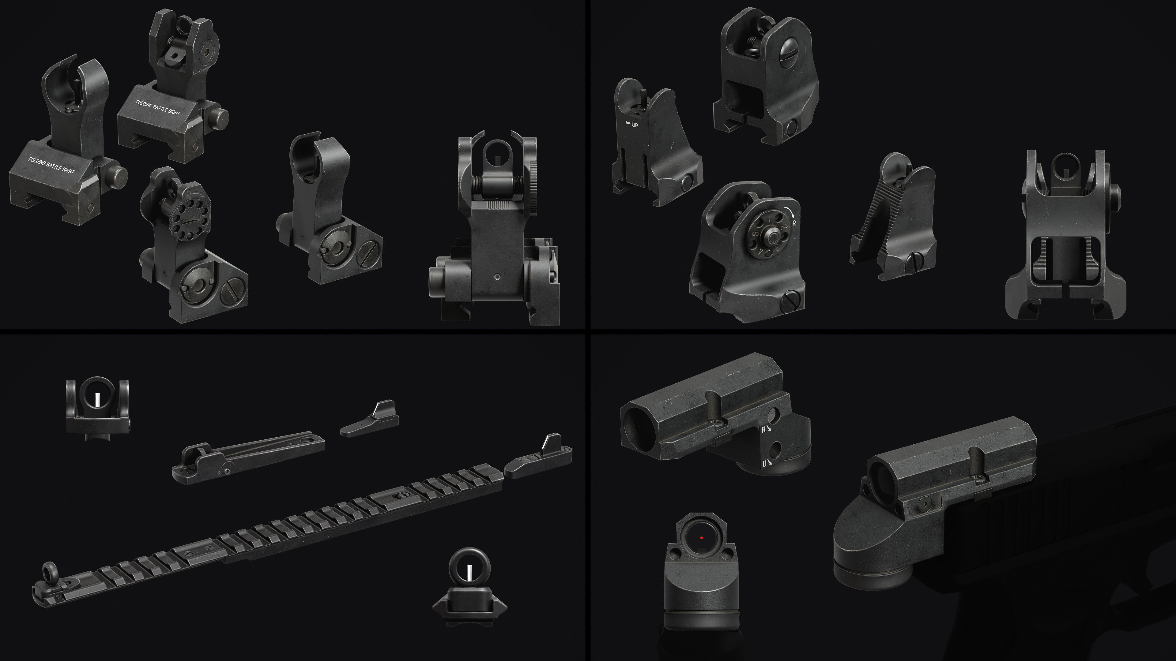 Weapon Sights Pack Low-poly 3D model_1