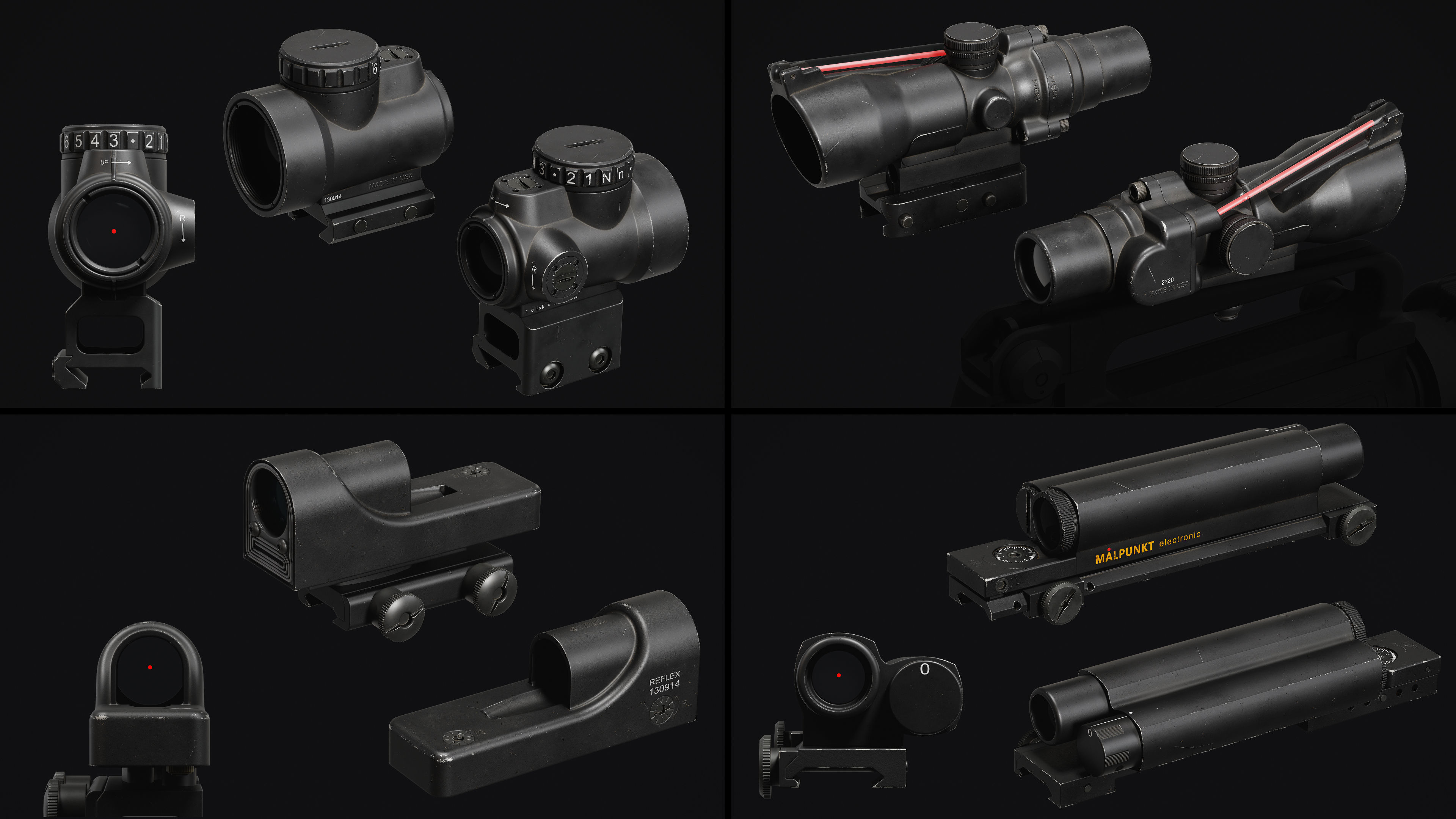 Weapon Sights Pack Low-poly 3D model_5