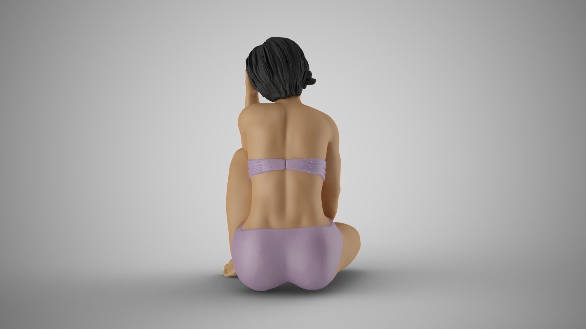 Woman Sitting Thinking 3D print model_7