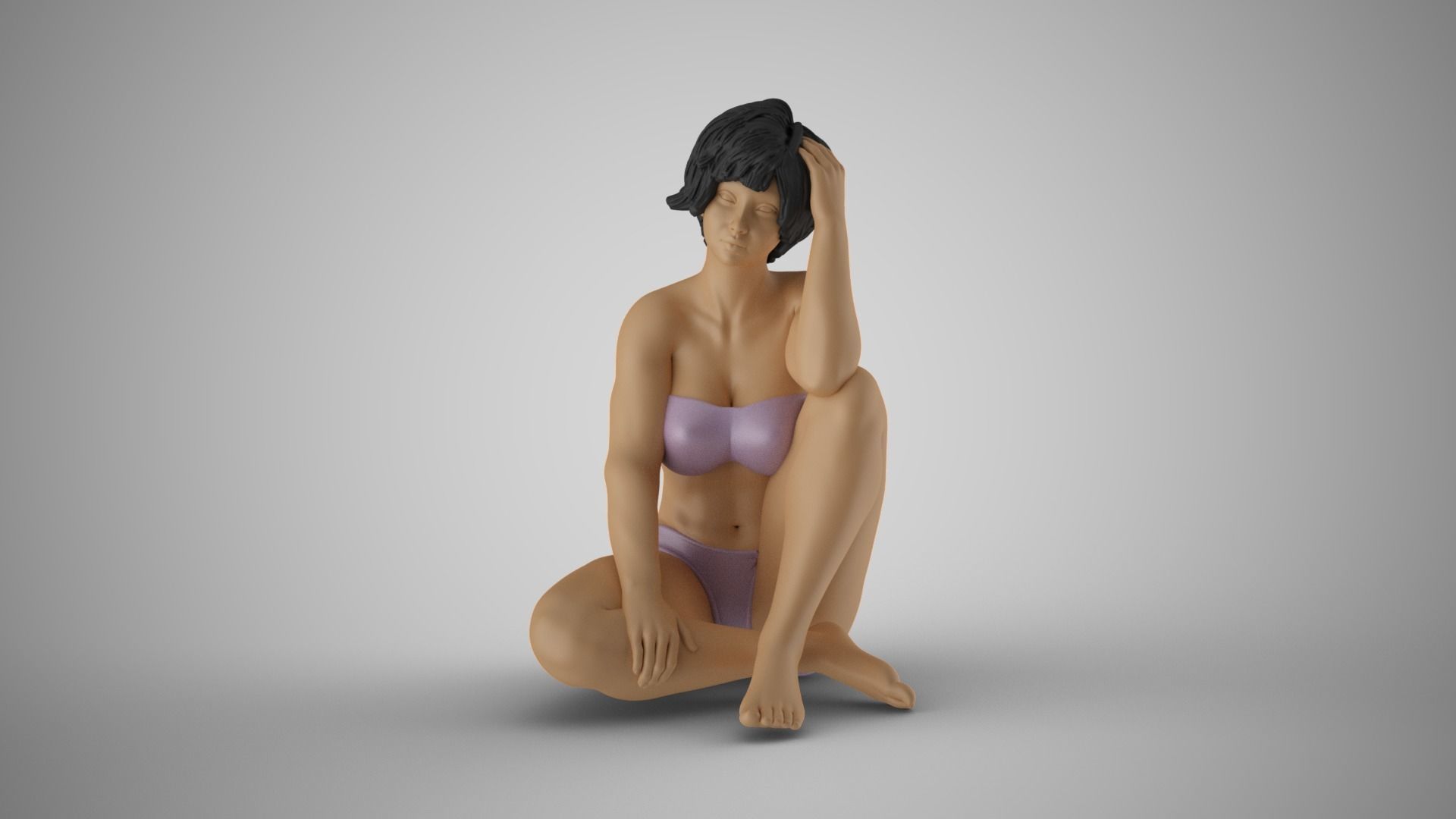Woman Sitting Thinking 3D print model_11