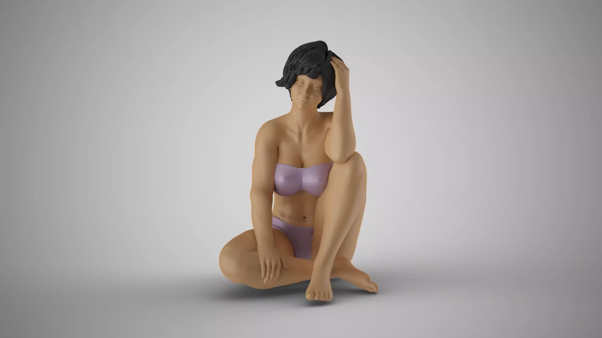 Woman Sitting Thinking 3D print model_0