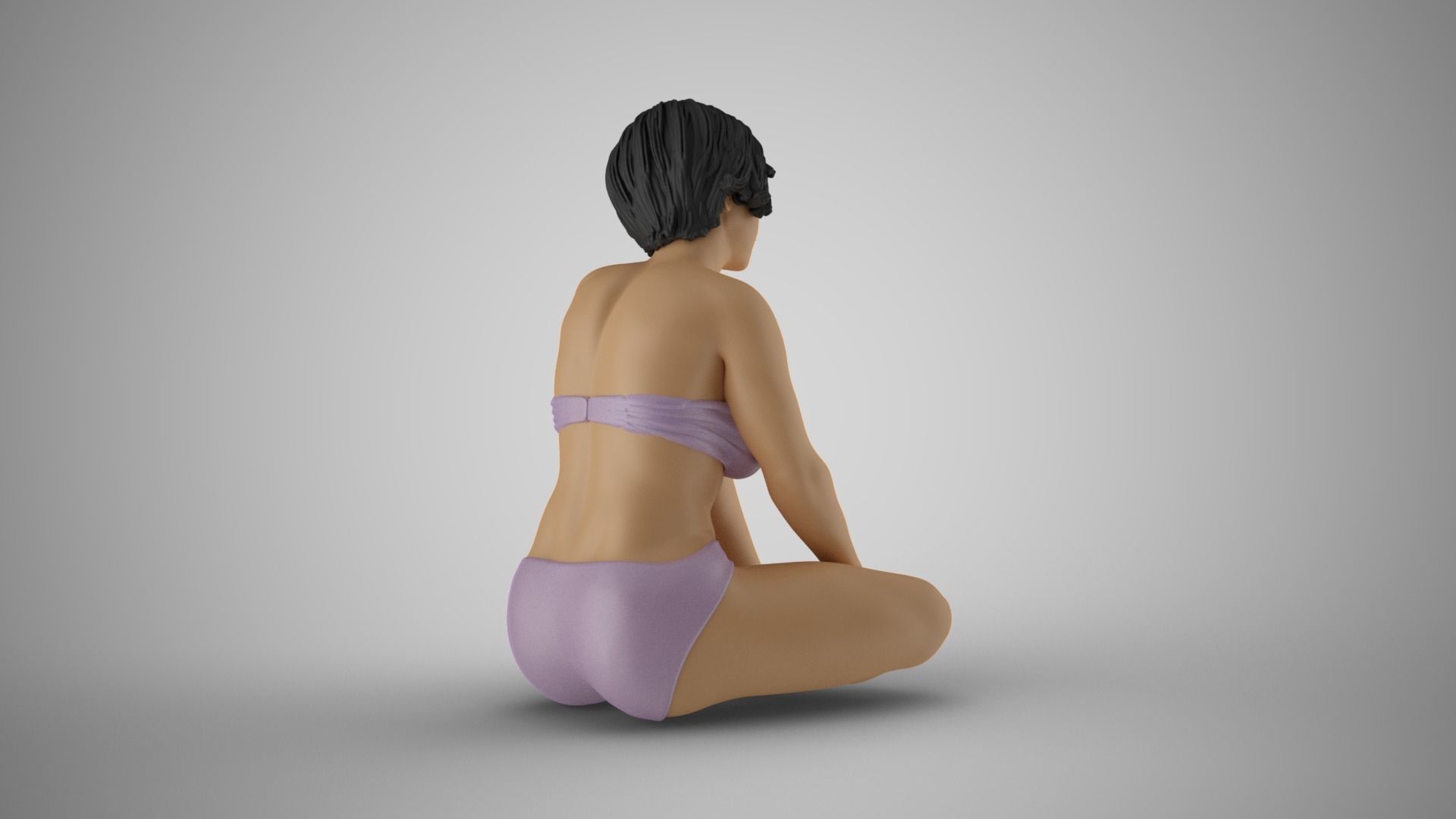 Woman Sitting Thinking 3D print model_6