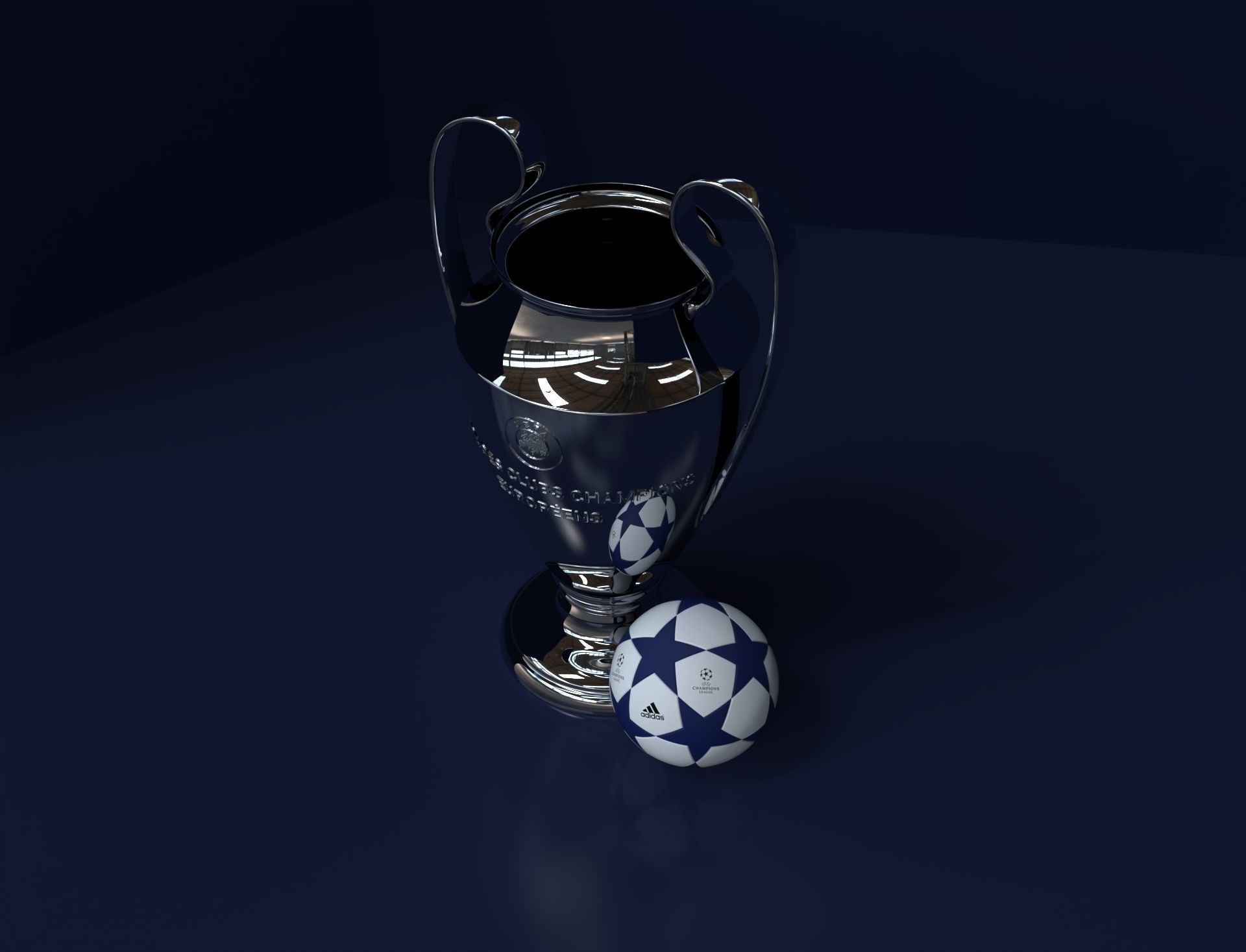 Champions League Trophy 3D model_9