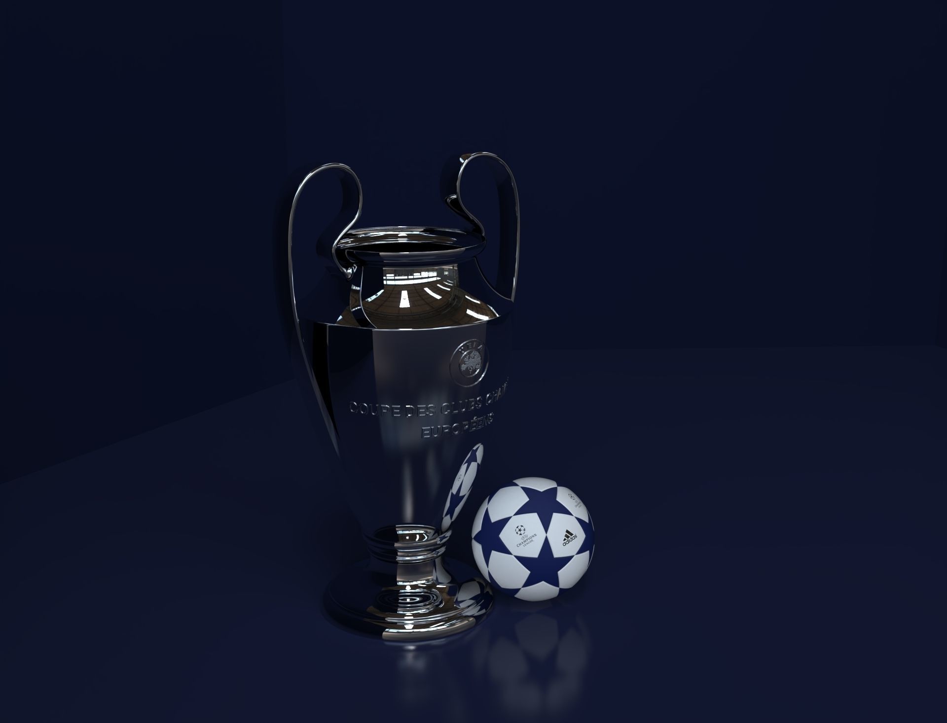 Champions League Trophy 3D model_7
