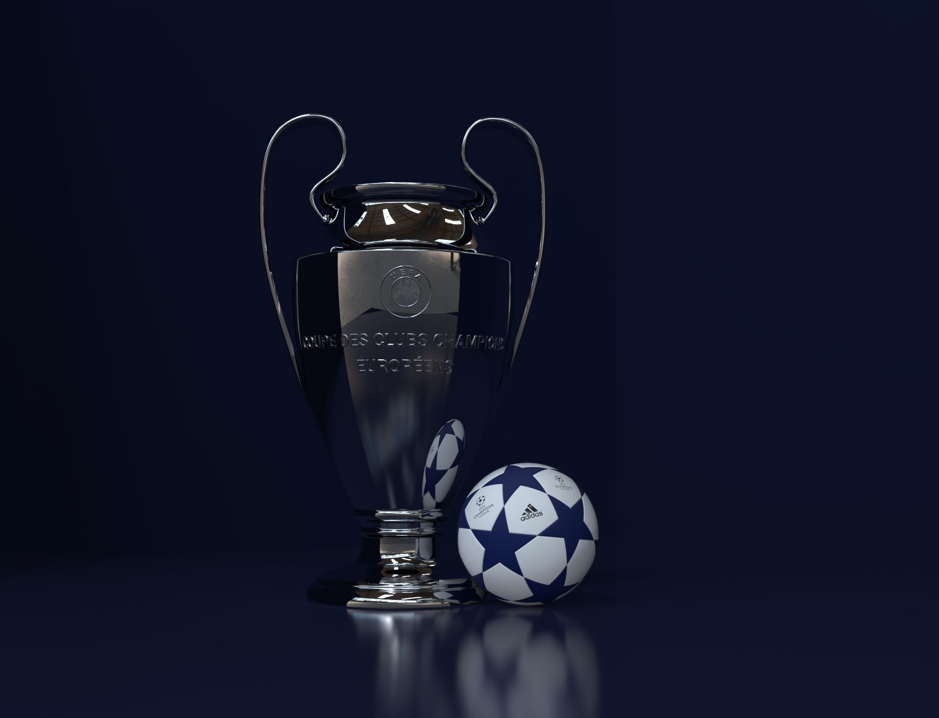 Champions League Trophy 3D model_8