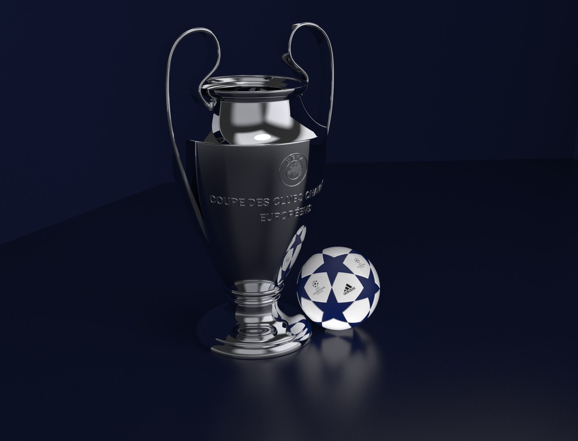 Champions League Trophy 3D model_4