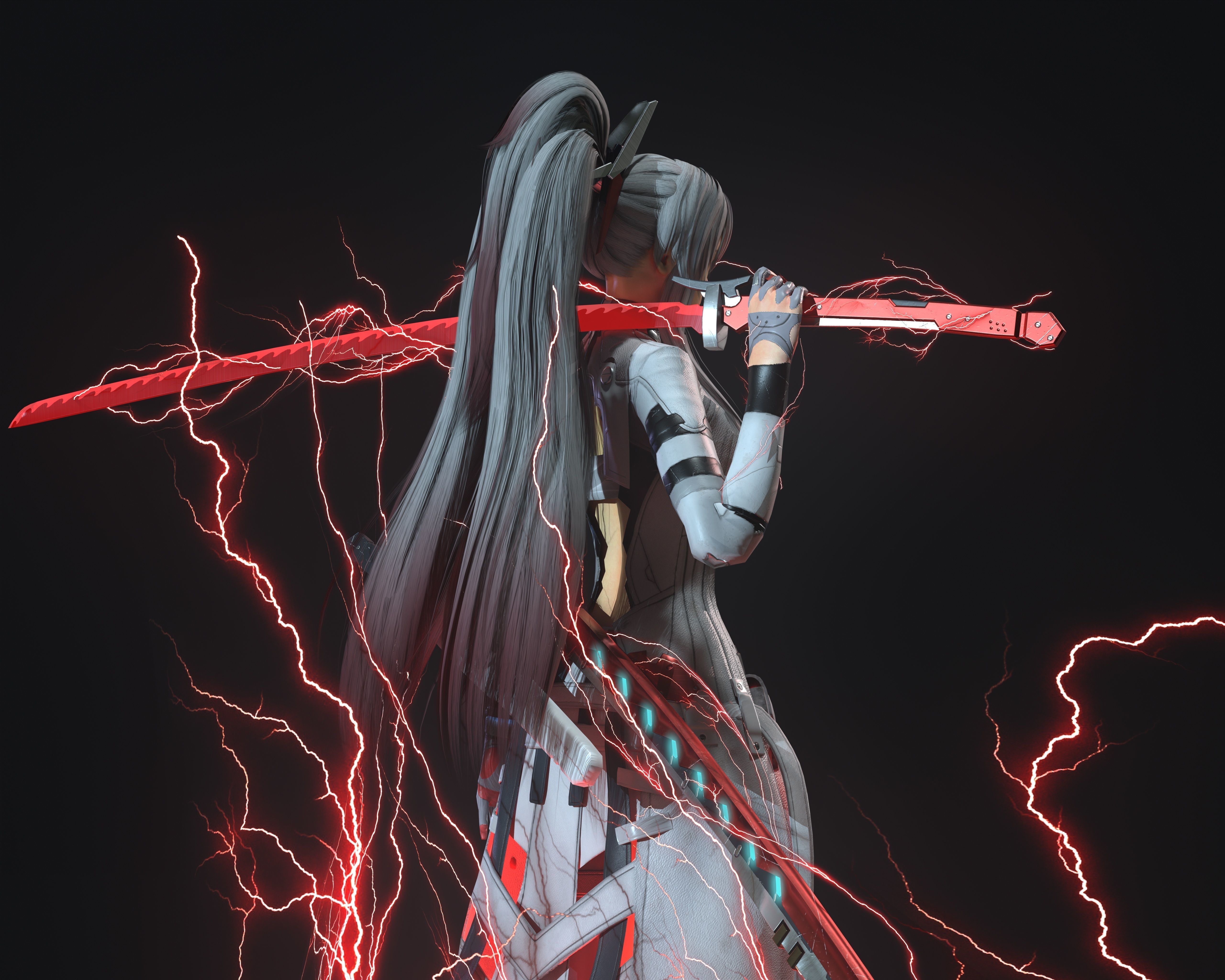 Warrior girl Low-poly 3D model_9