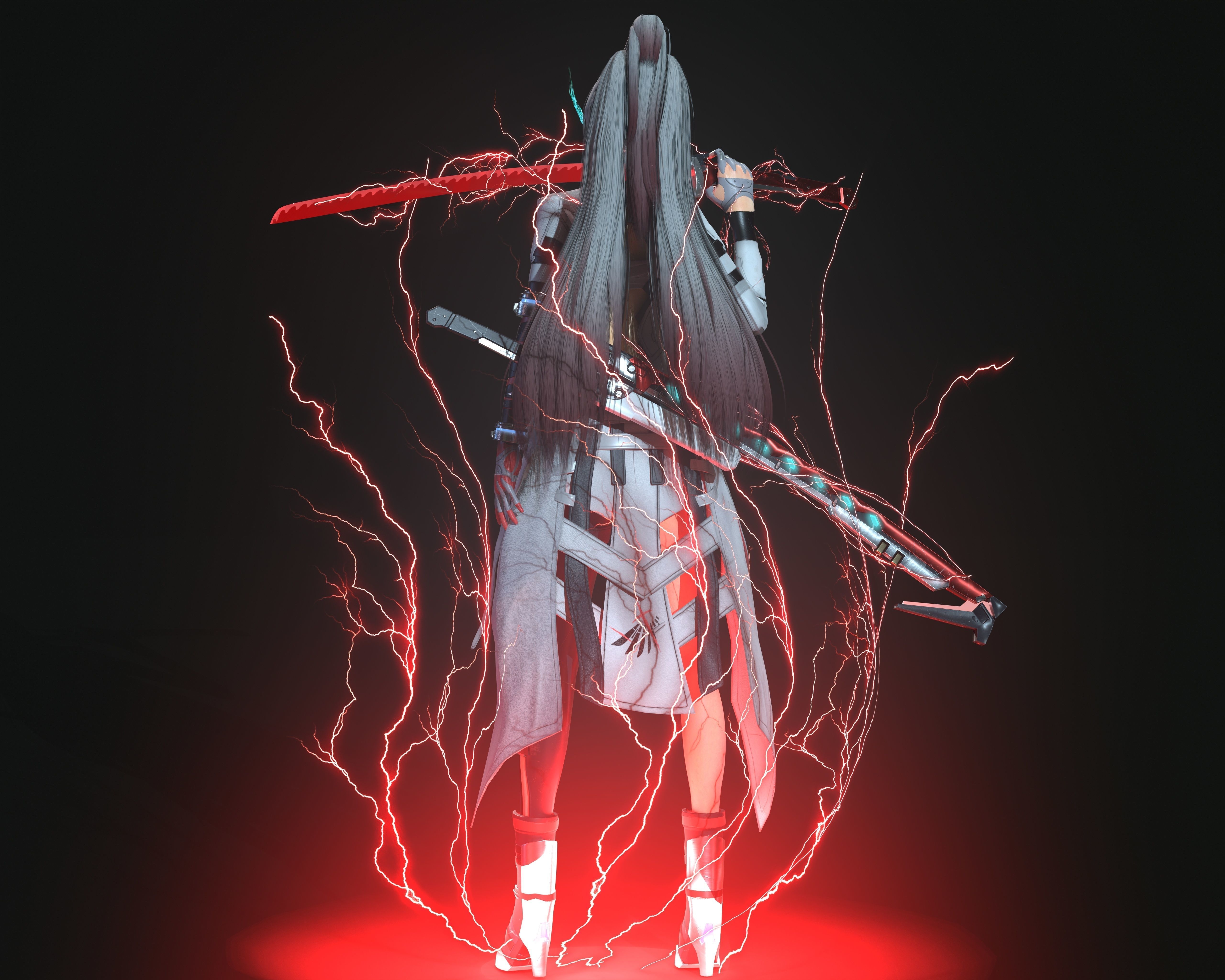 Warrior girl Low-poly 3D model_5