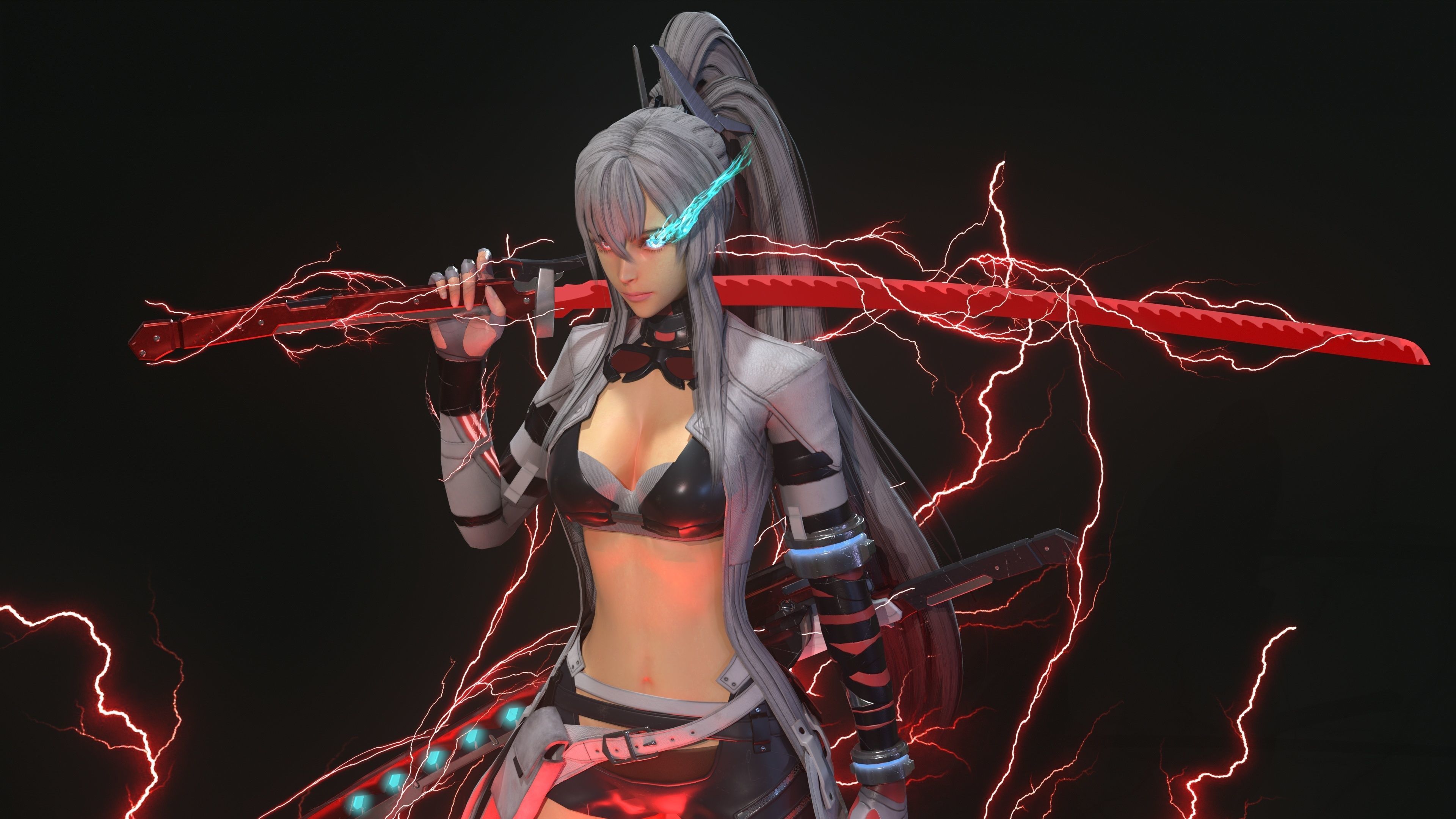 Warrior girl Low-poly 3D model_8