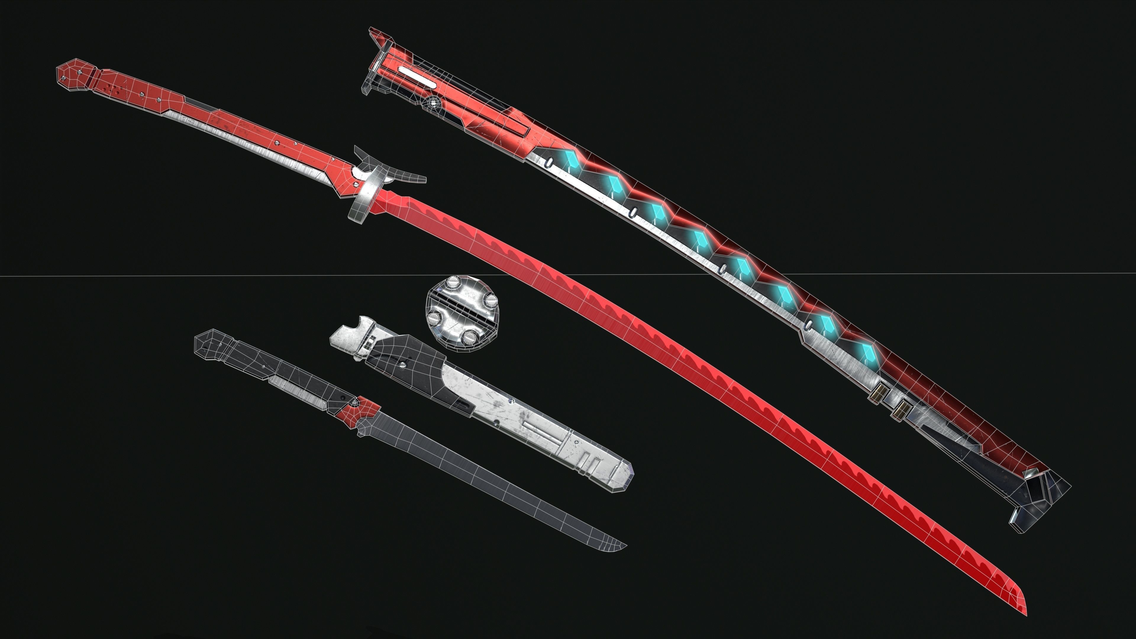 Warrior girl Low-poly 3D model_17