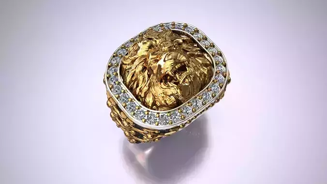 Men Lion Diamond Ring