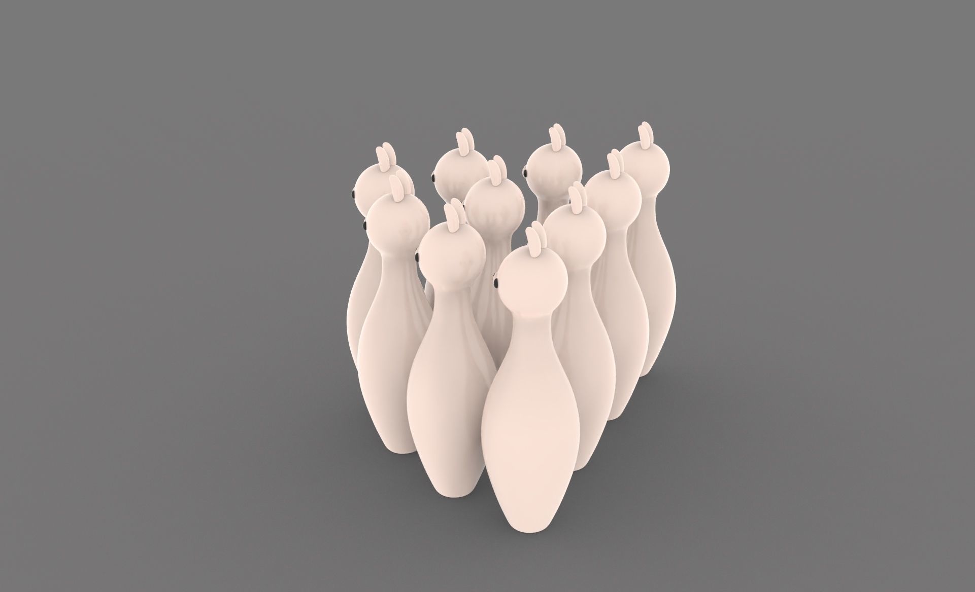 Cartoon Rabbit Bowling And Ball Bowling Low-poly 3D model_15