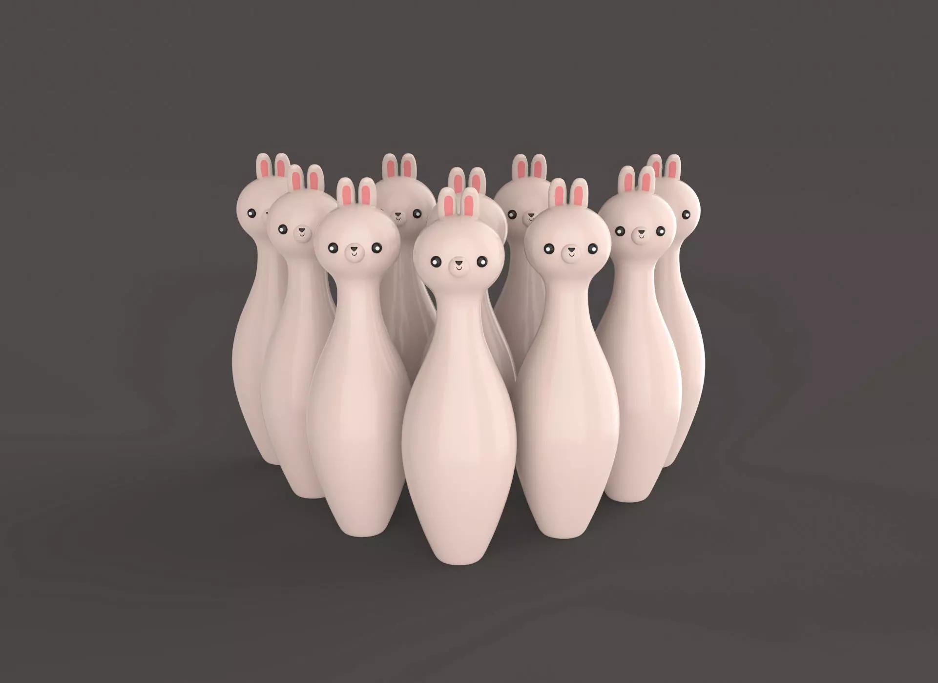 Cartoon Rabbit Bowling And Ball Bowling Low-poly 3D model_0