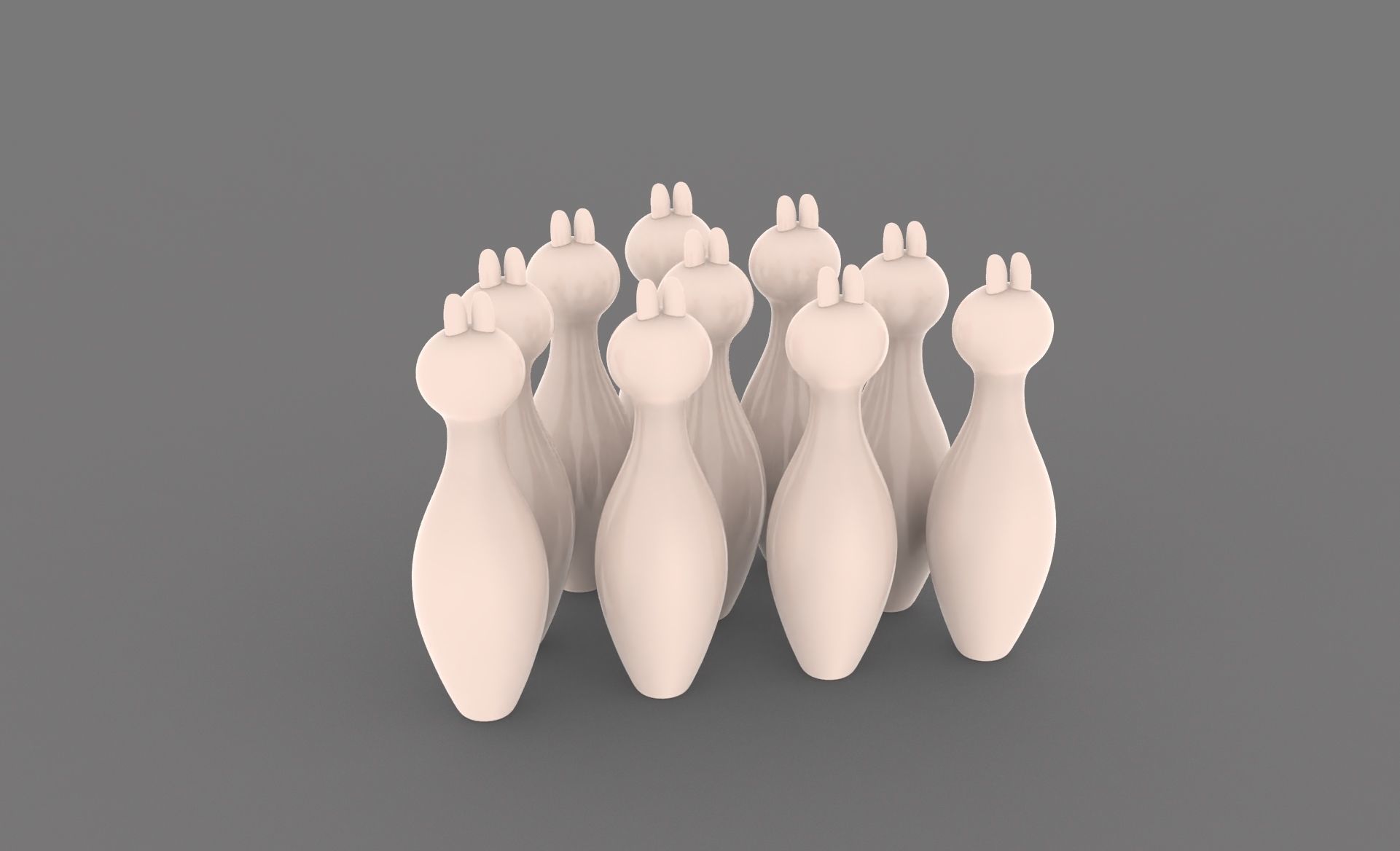 Cartoon Rabbit Bowling And Ball Bowling Low-poly 3D model_17