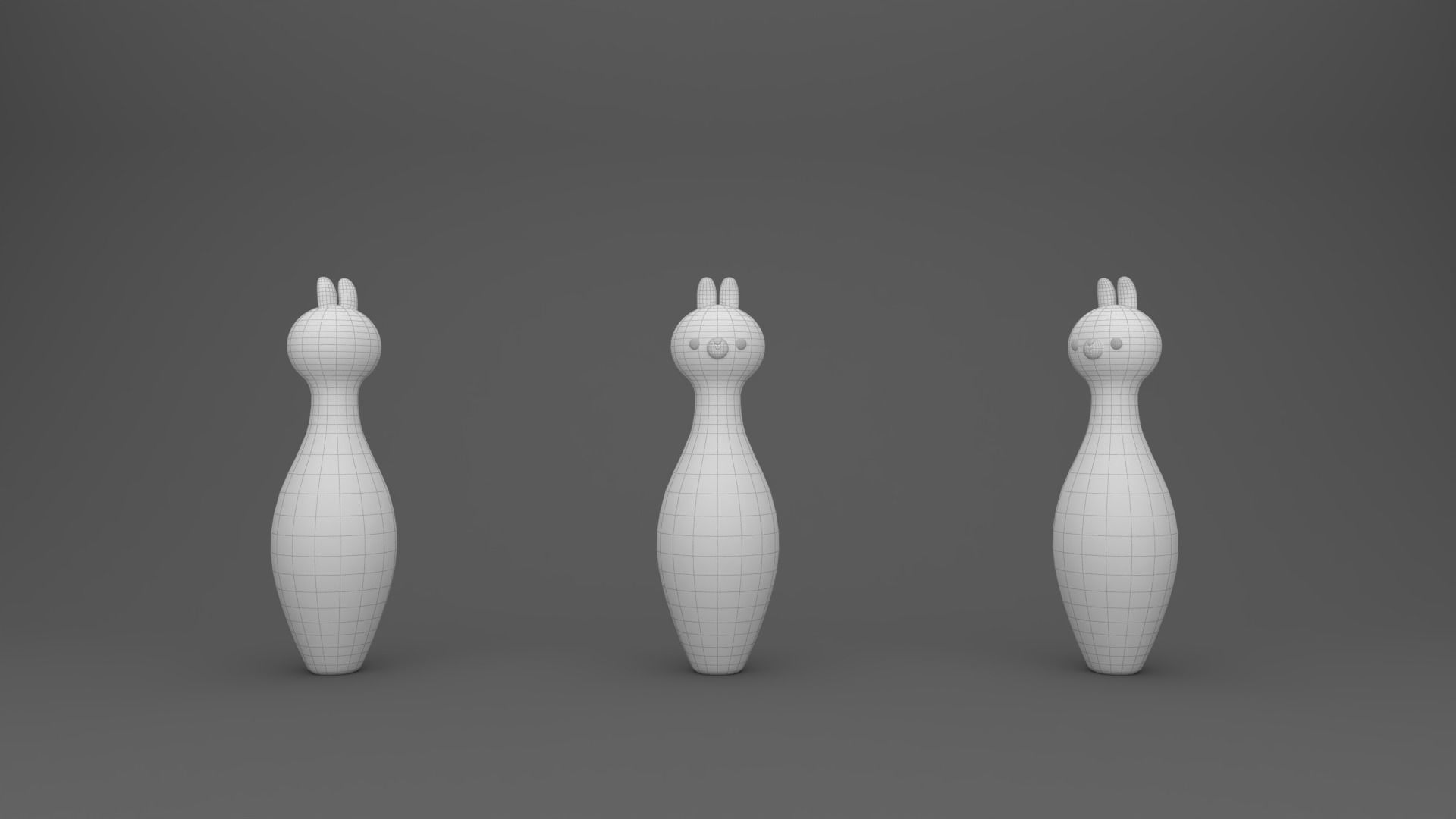 Cartoon Rabbit Bowling And Ball Bowling Low-poly 3D model_10