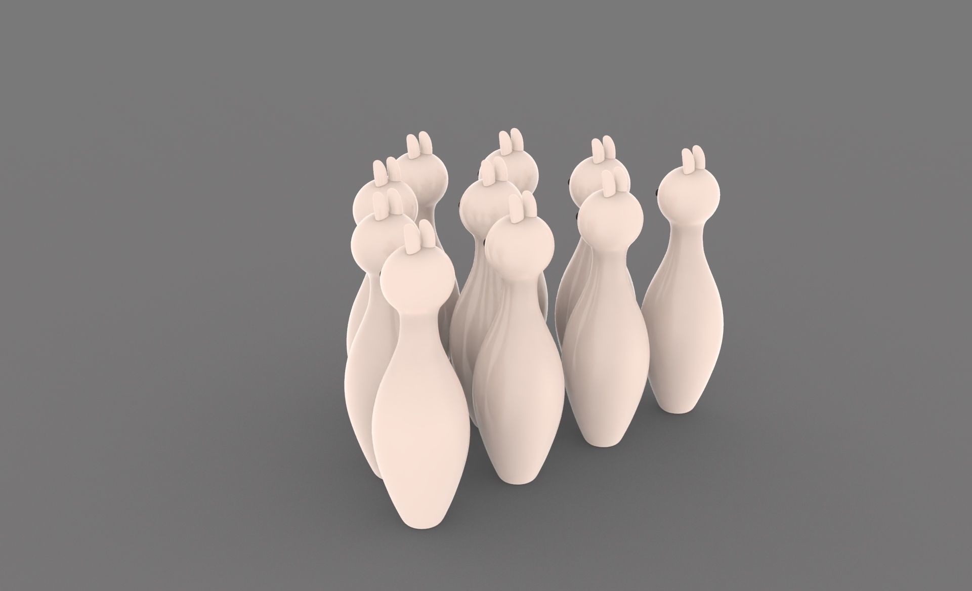 Cartoon Rabbit Bowling And Ball Bowling Low-poly 3D model_16